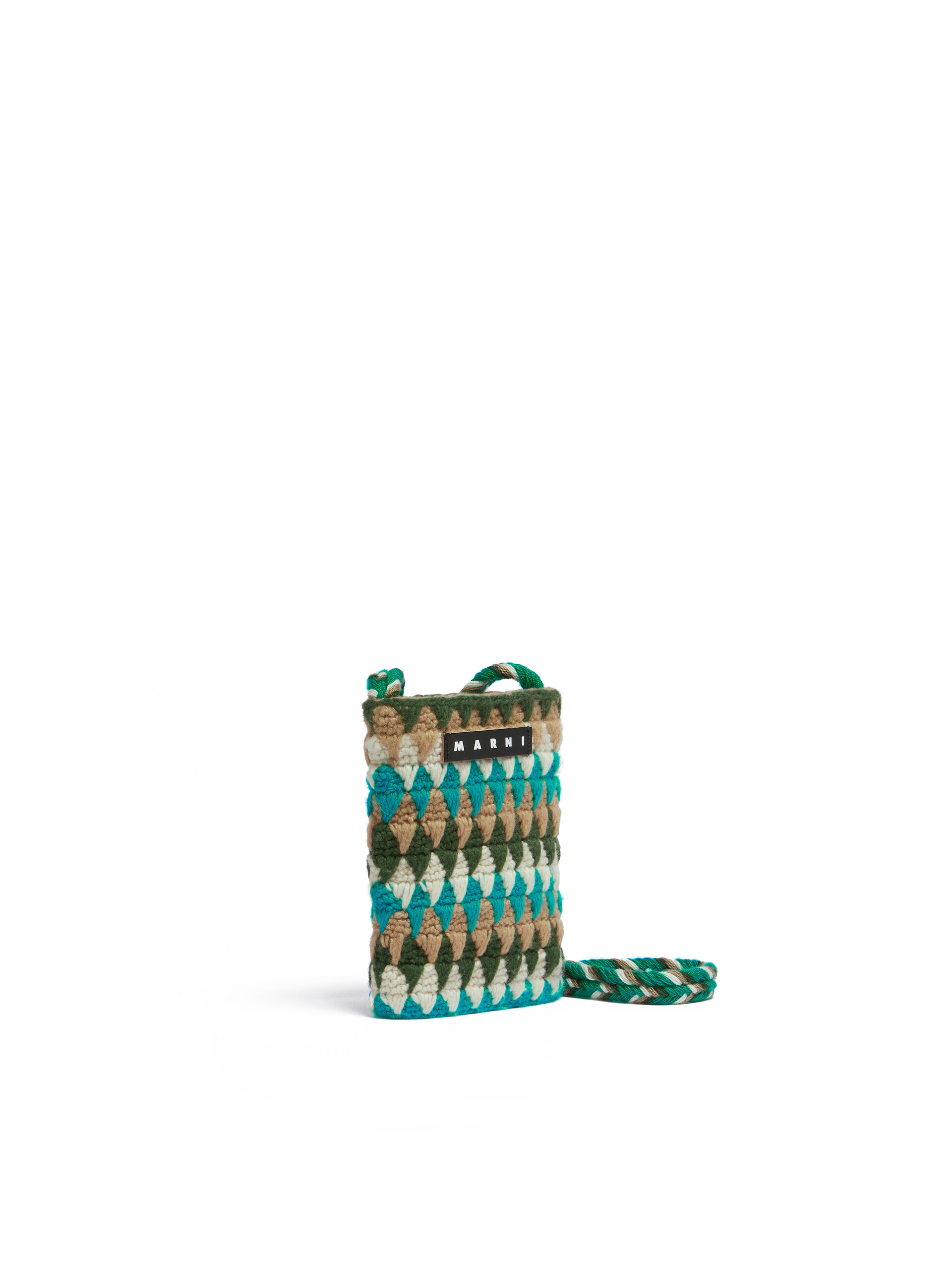 Sac porté épaule Marni Market Chessboard gris réalisé au crochet - Sacs cabas - Image 2