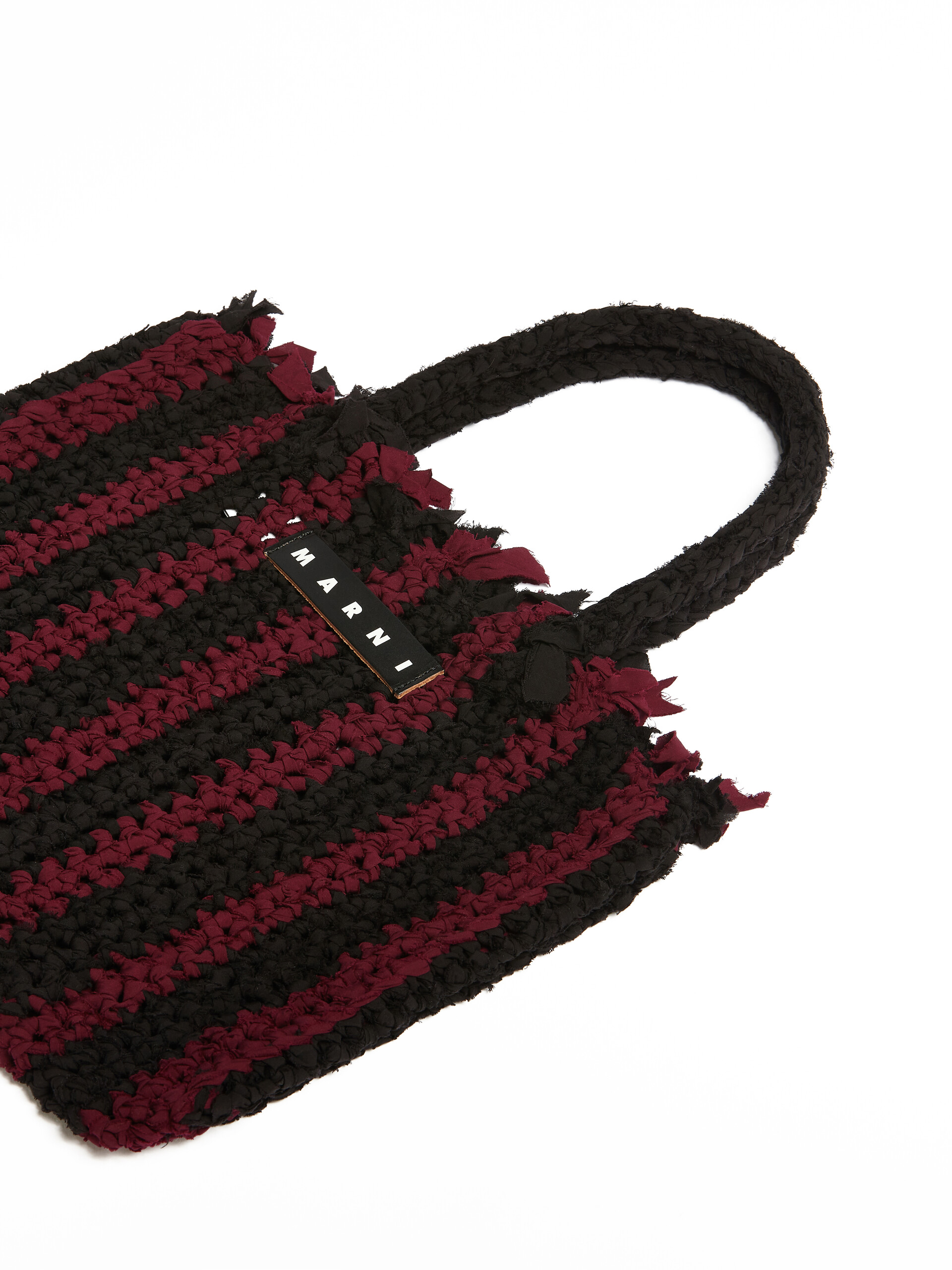 MARNI MARKET bag in black and burgundy cotton - Bags - Image 4