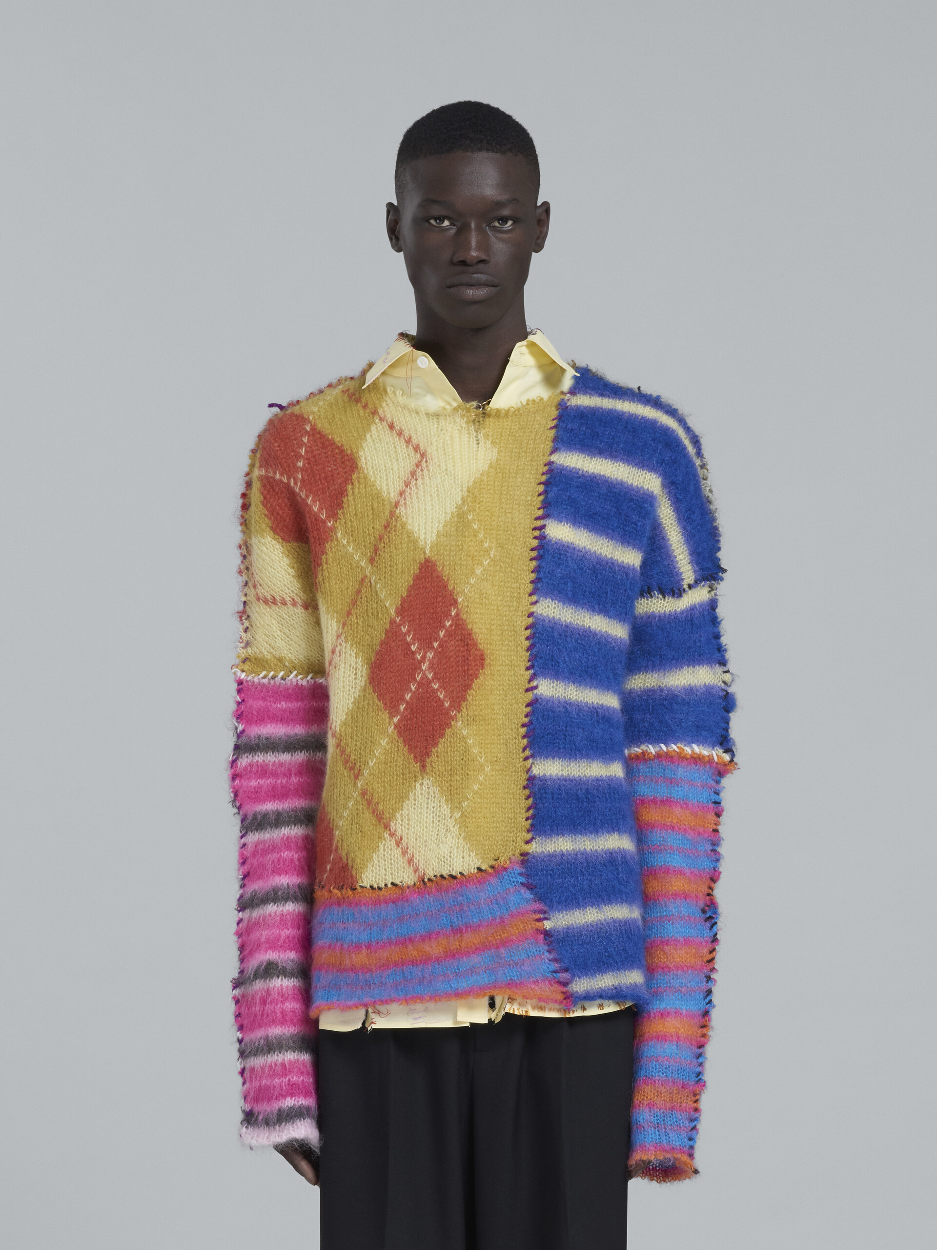 Multicolour patchwork mohair sweater - Pullovers - Image 2