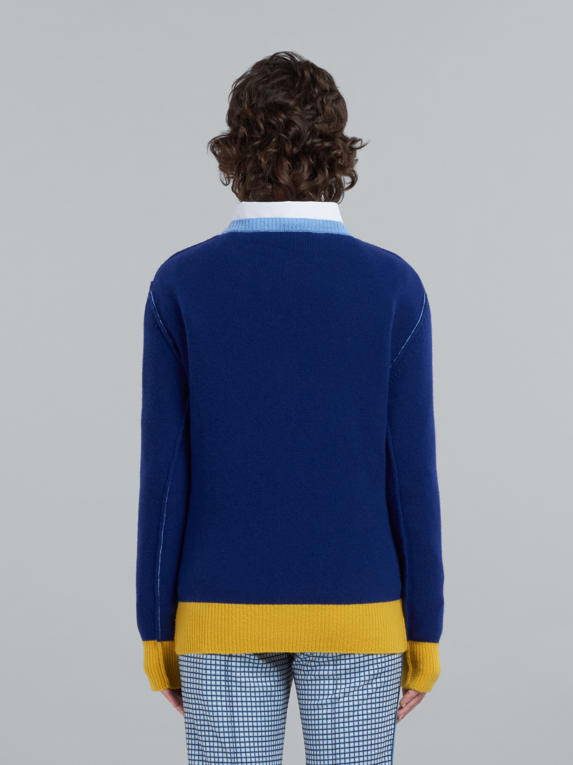 Blue wool sweater with logo - Pullovers - Image 3