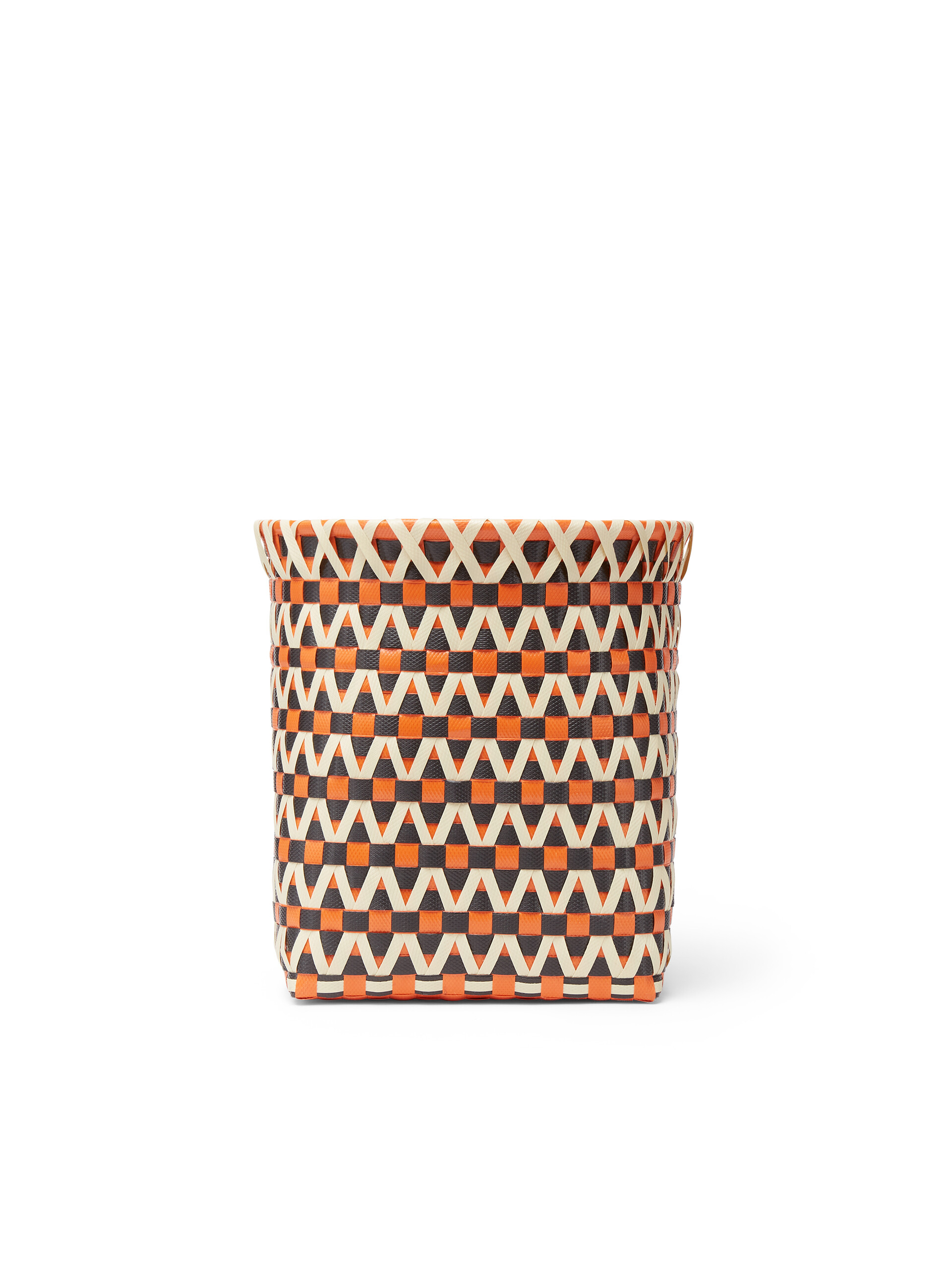 MARNI MARKET basket in orange black and white woven PVC - Home Accessories - Image 3