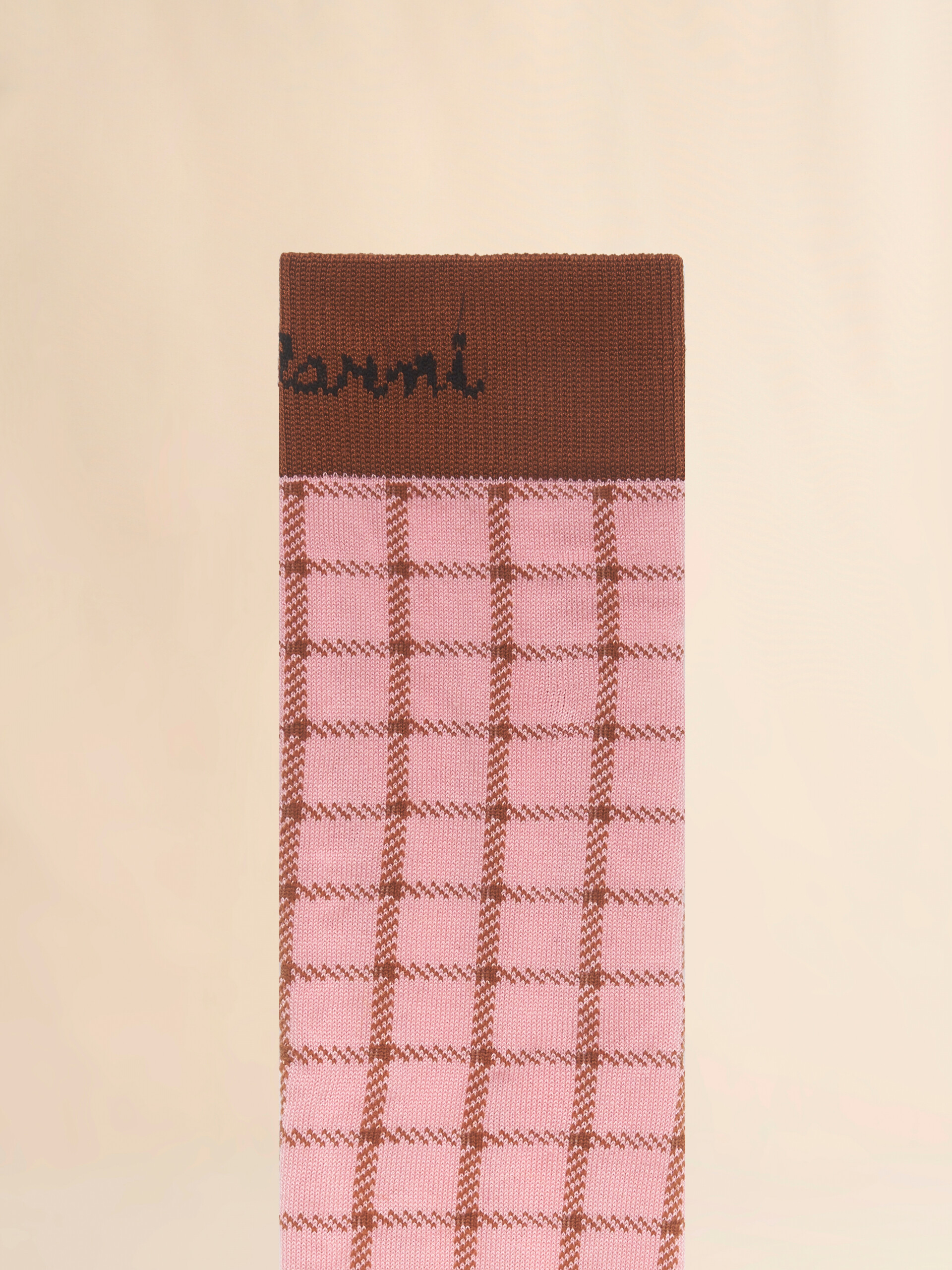 Calcetines de algodón rosa con estampado de cuadros - Calcetines - Image 3