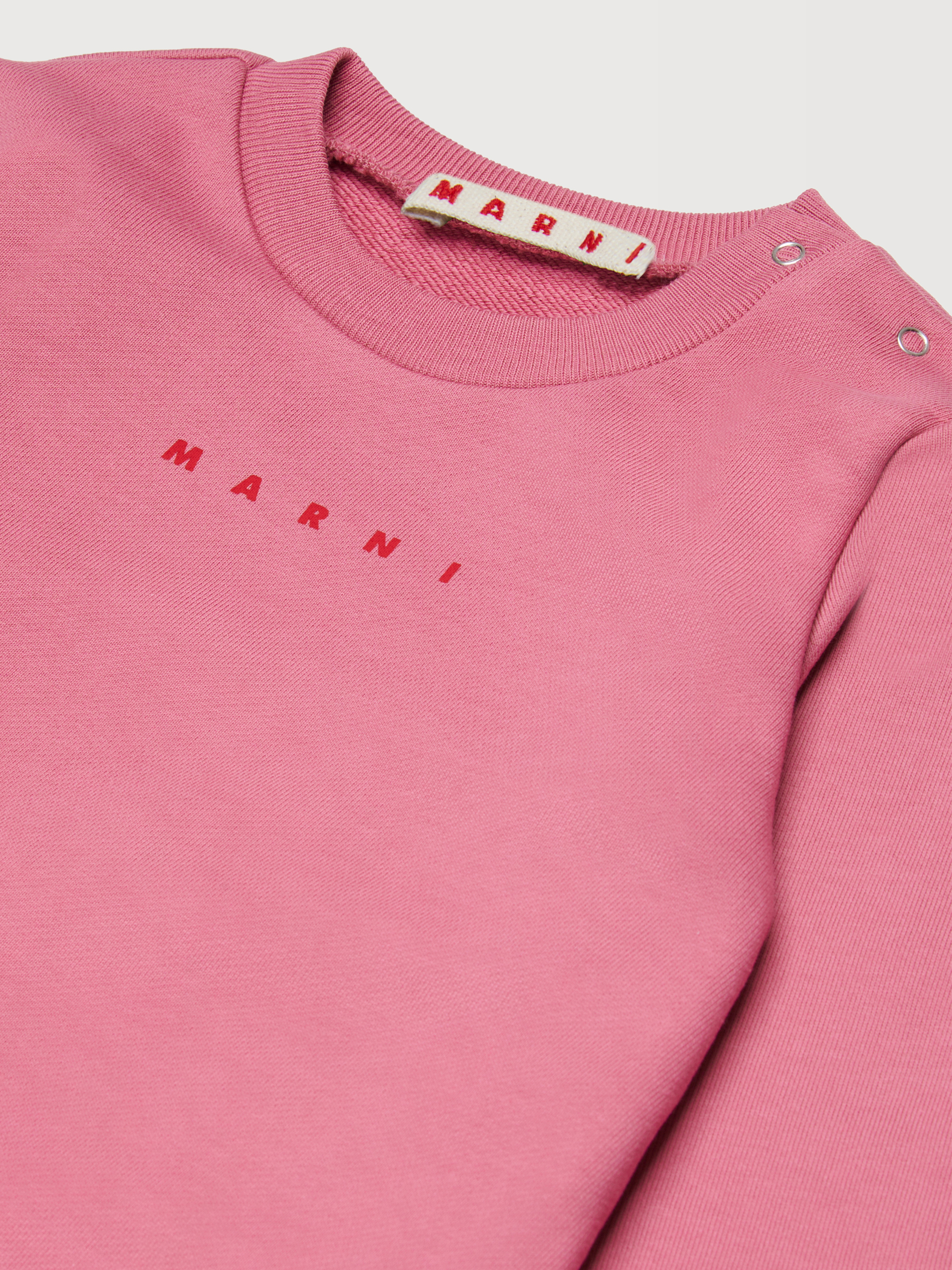Pink cotton fleece tracksuit set - Pants - Image 3