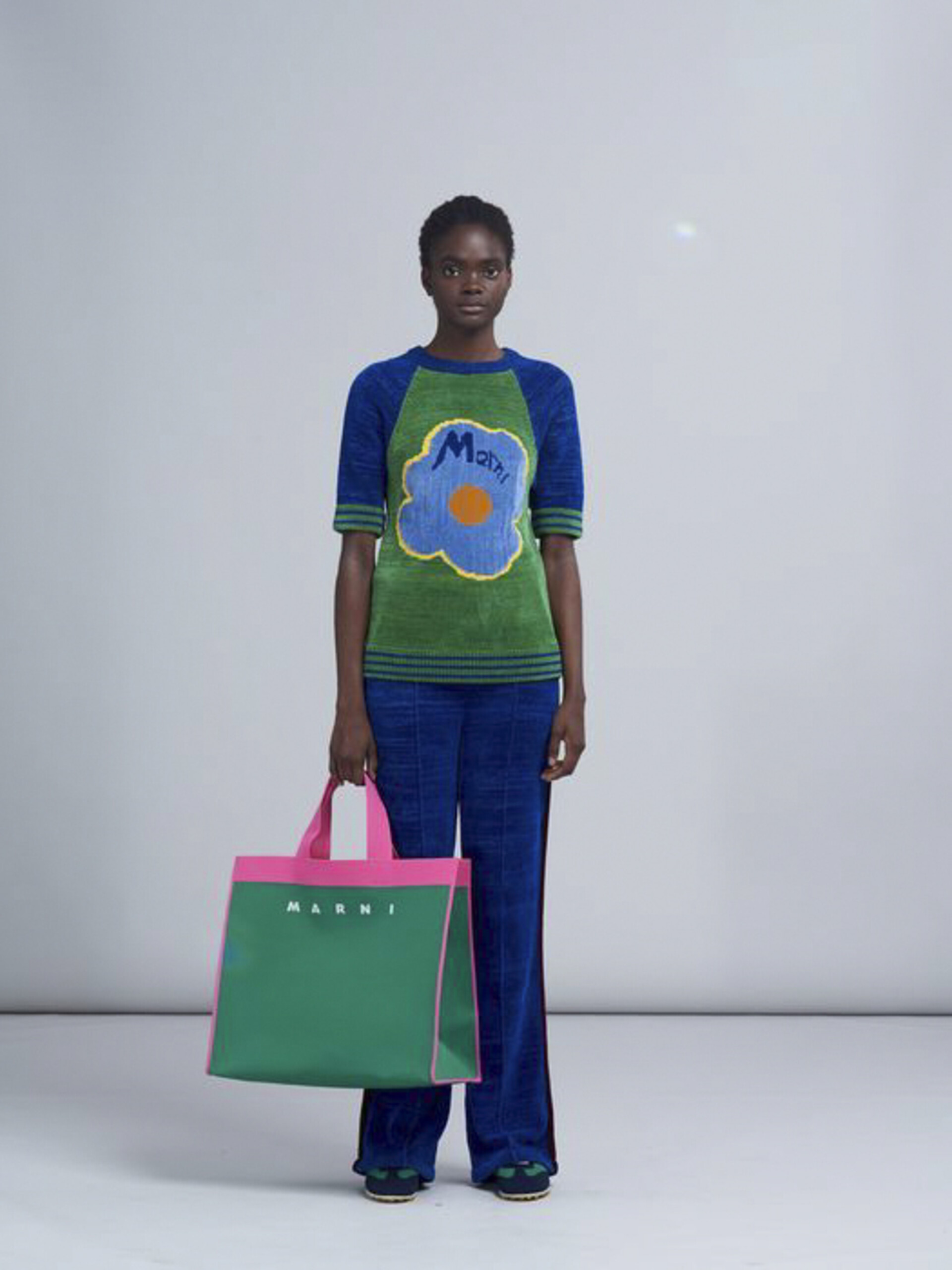 Green and fuchsia jacquard shopping bag - Shopping Bags - Image 2