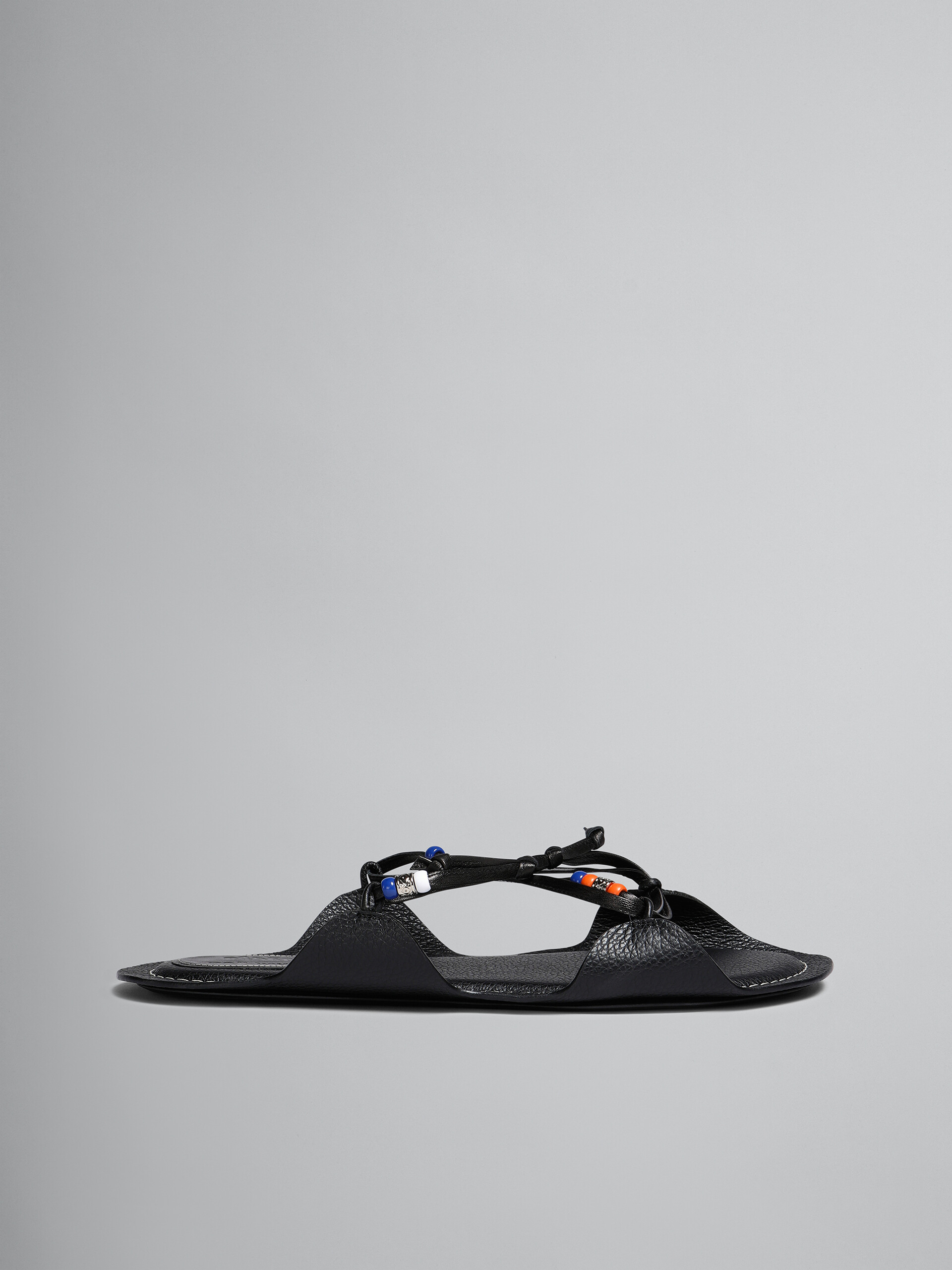 Marni x No Vacancy Inn - Black leather sandals with beads - Sandals - Image 1