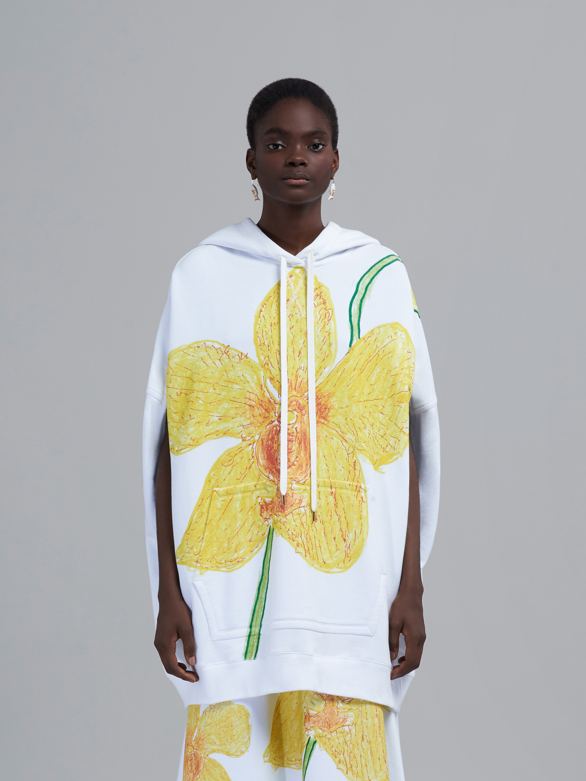 Orchids print cotton sweatshirt vest - Sweaters - Image 2