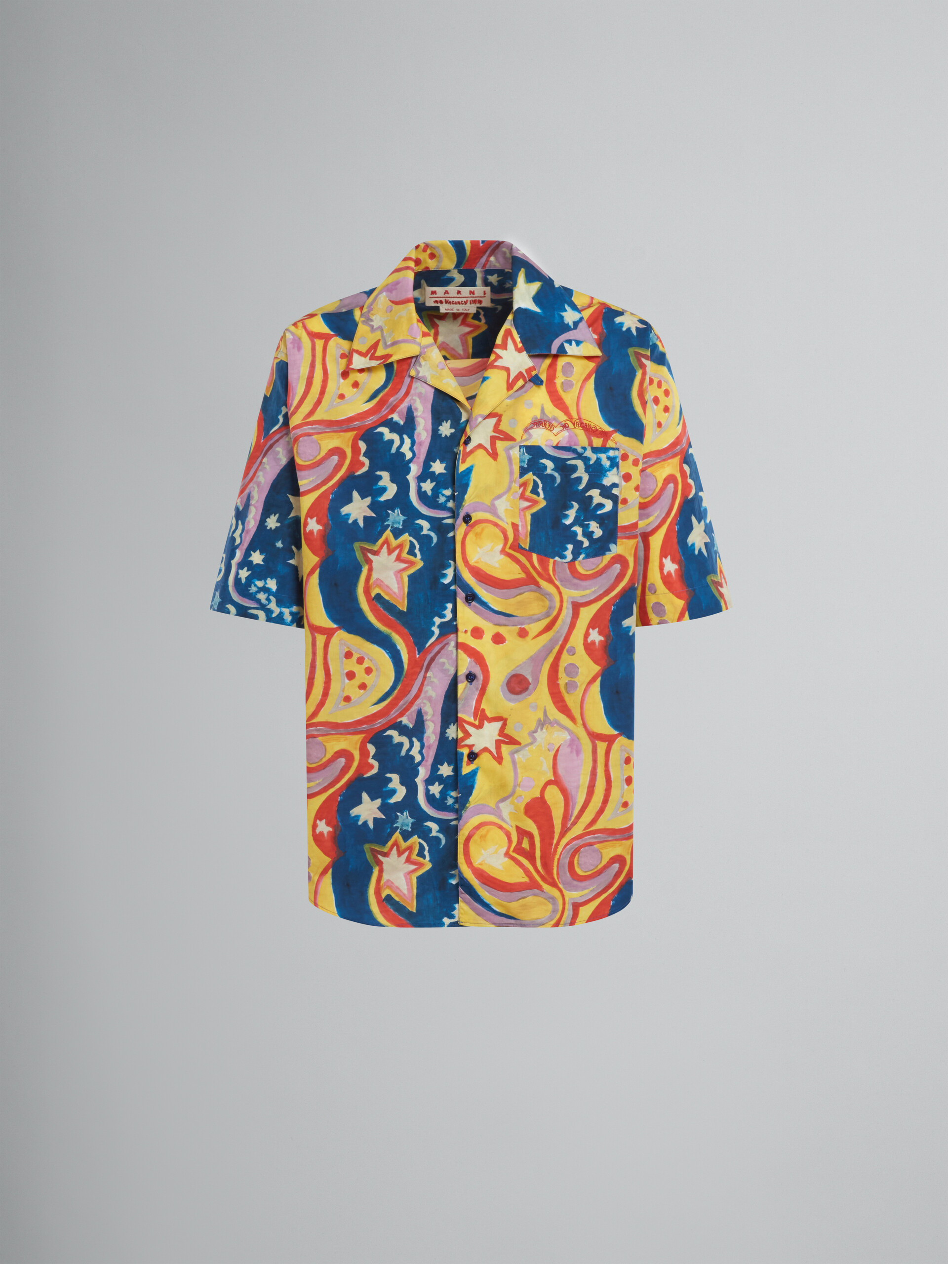 Marni x No Vacancy Inn - Poplin bowling shirt with Galactic Paradise print. - Shirts - Image 1