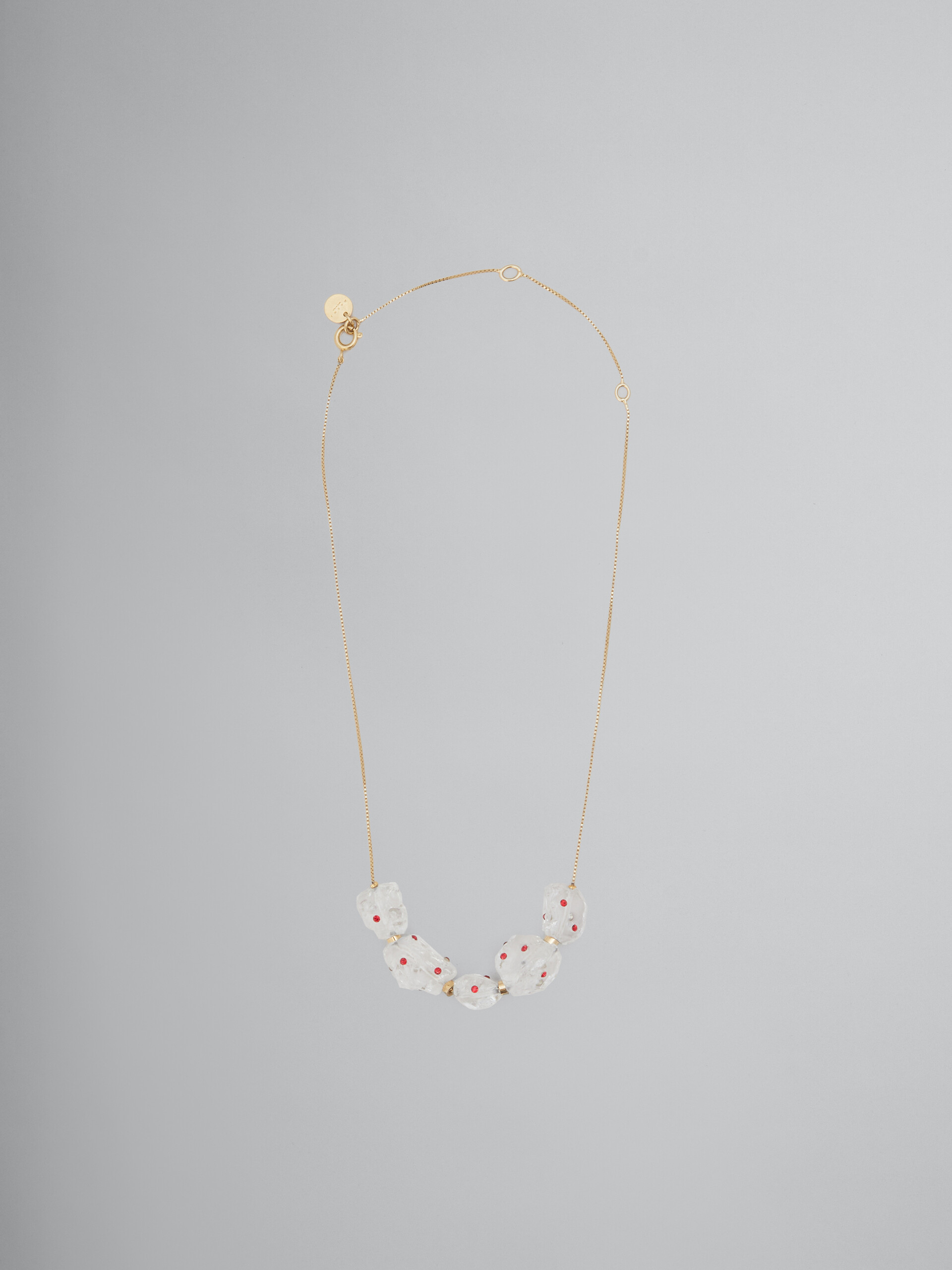 White quartz multi-stone necklace with rhinestone polka dots - Necklaces - Image 1