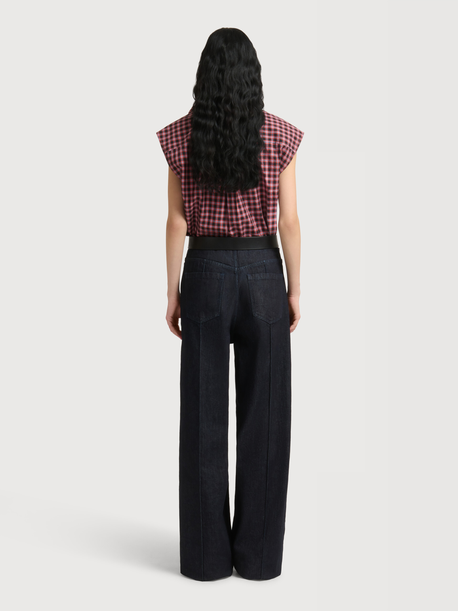 Deep blue denim trousers with external seams - Pants - Image 4