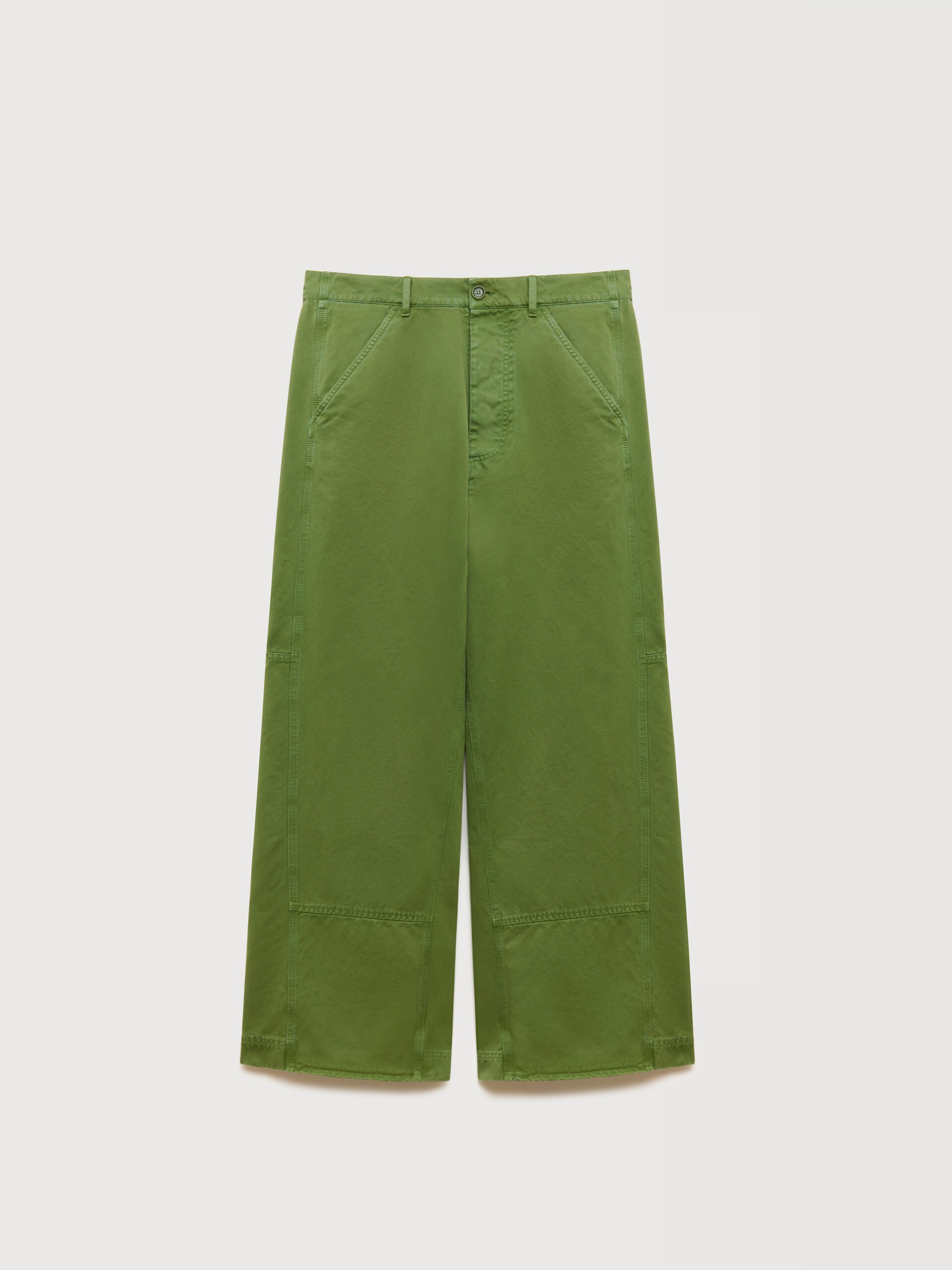 Green cotton loose workwear trousers - Pants - Image 1