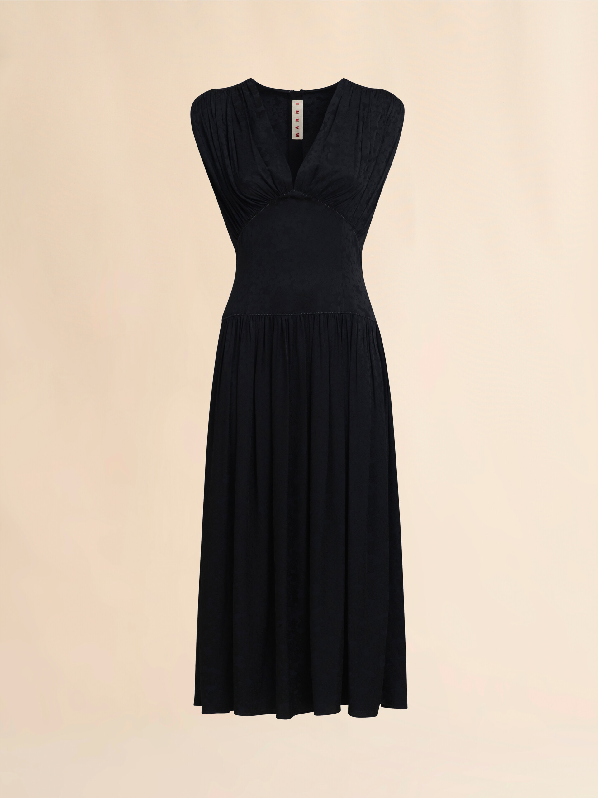Black silk jacquard midi dress - Dresses - Image 1
