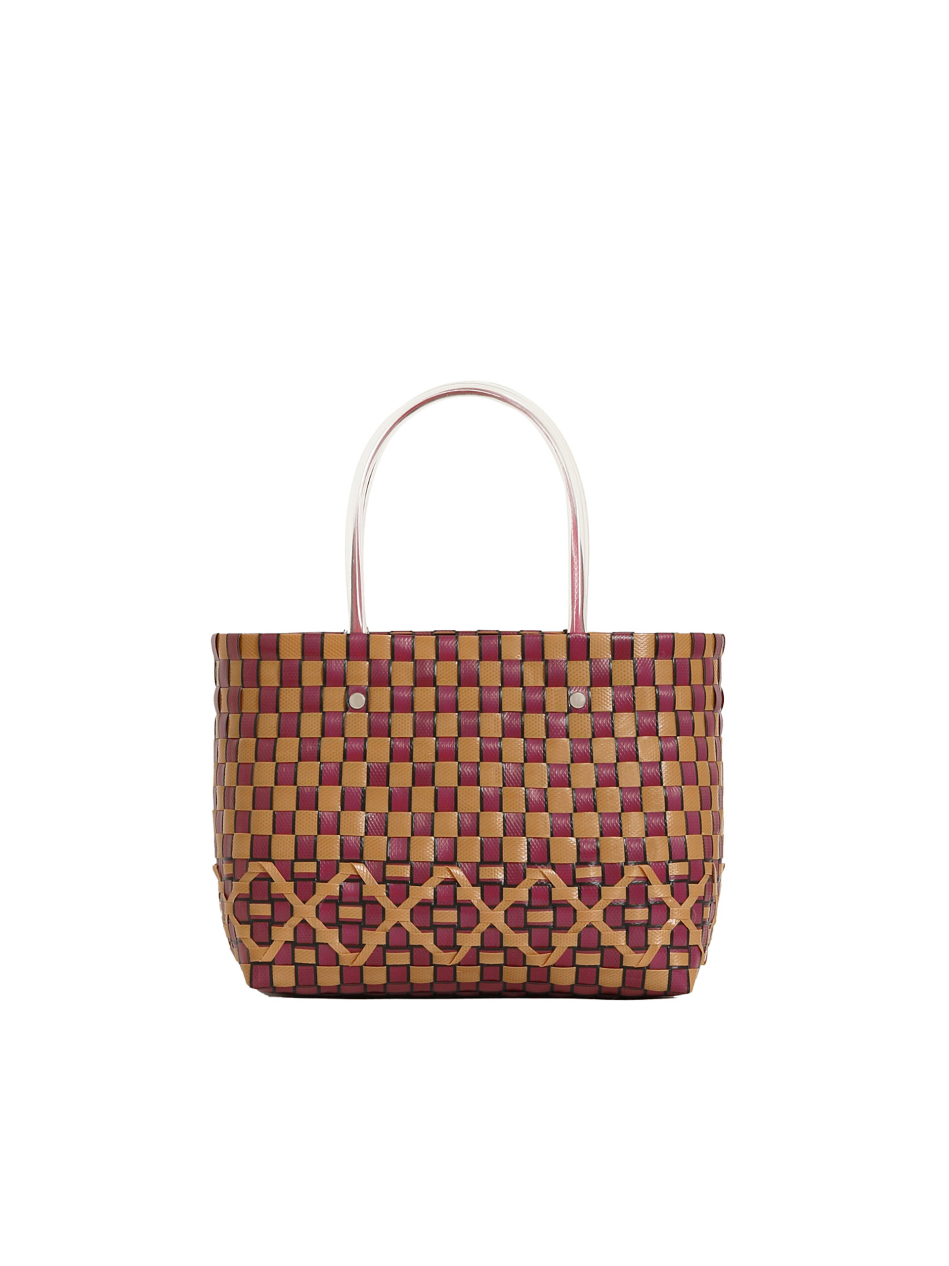 MARNI MARKET BASKET bag in orange and bordeaux woven material Marni