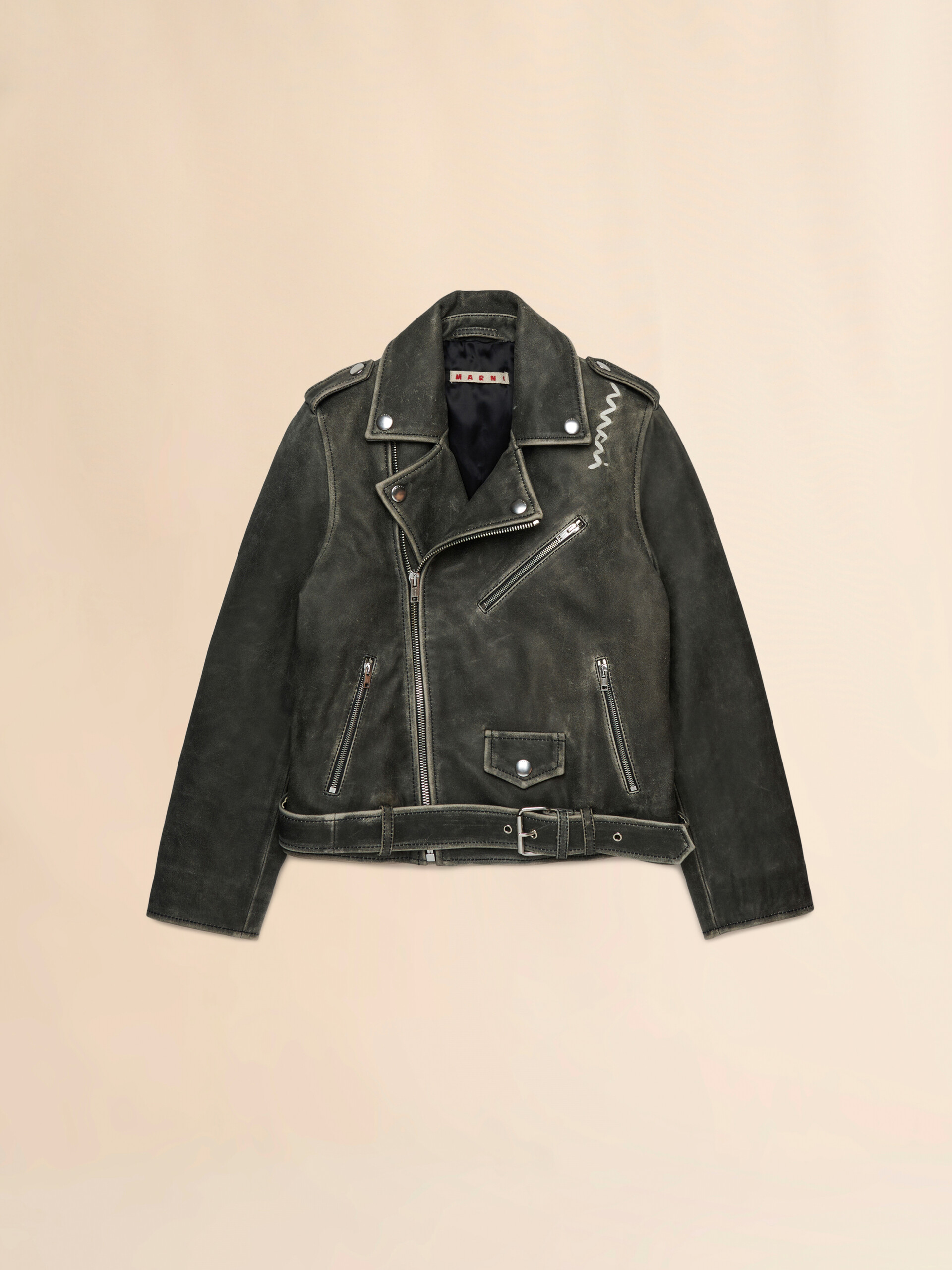 Black leather jacket with Marni Symbol - Jackets - Image 1