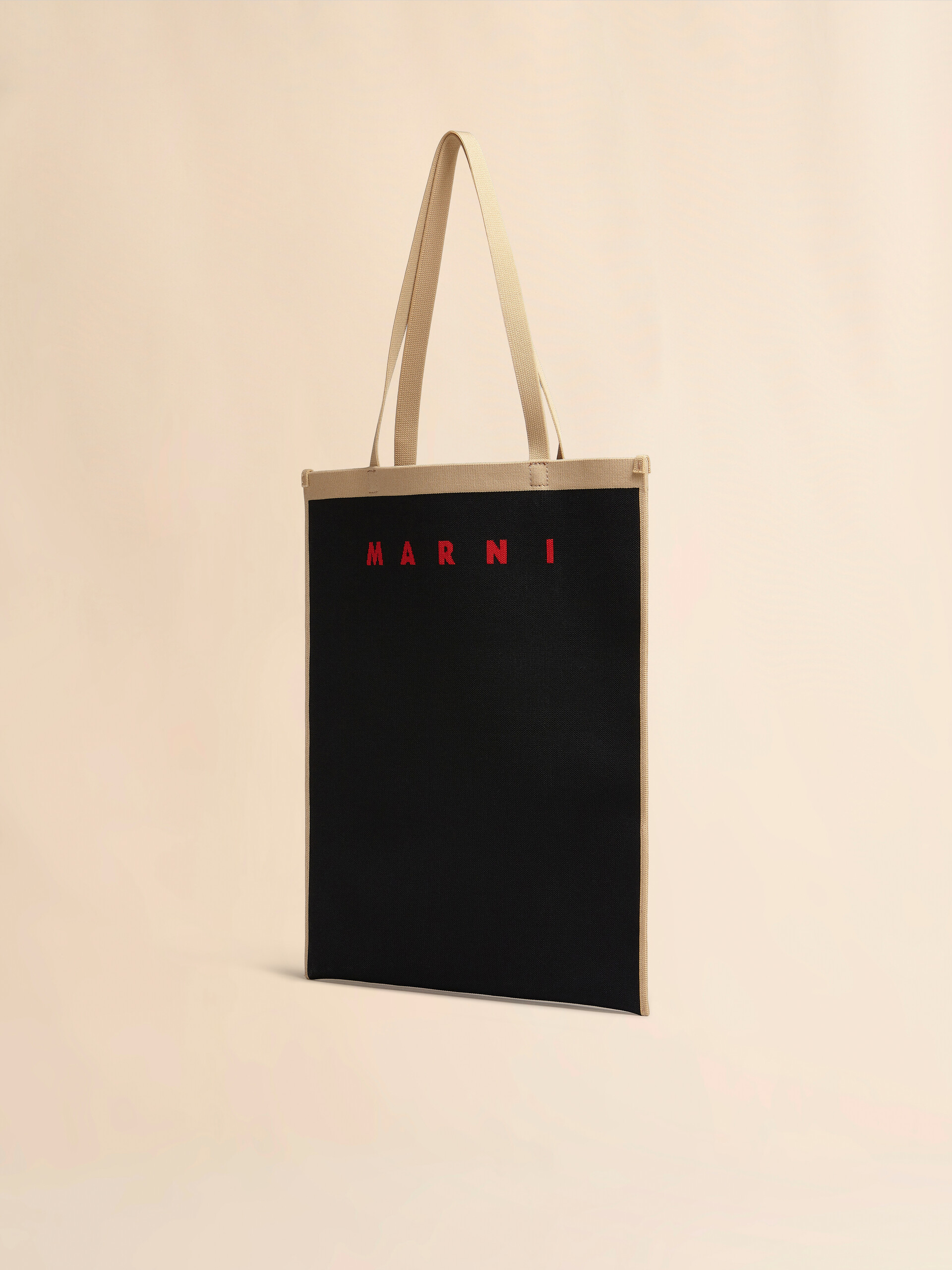 ブラック、ベージュ ジャカード製バッグ | Marni