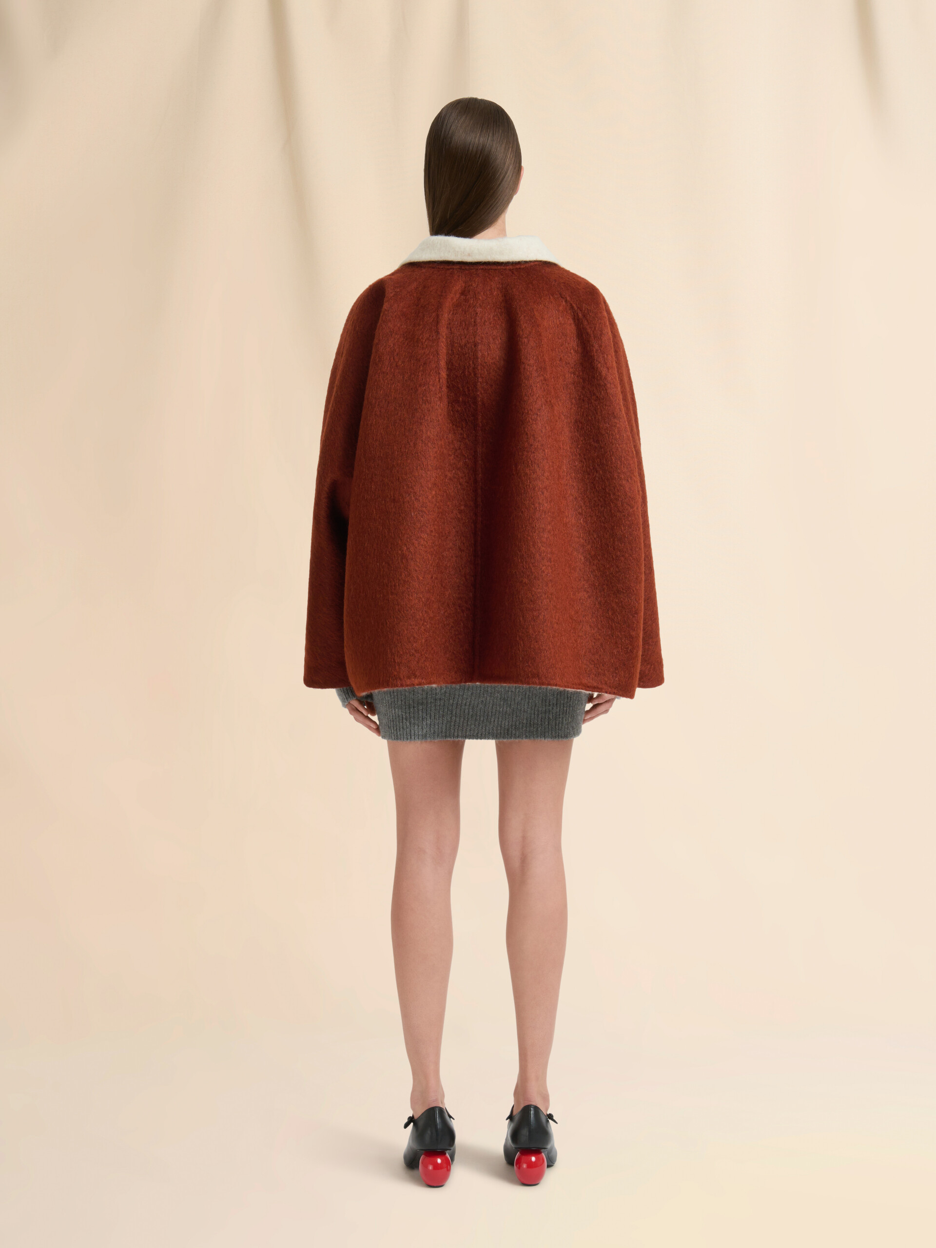 Brown wool and mohair felt jacket - Jackets - Image 3