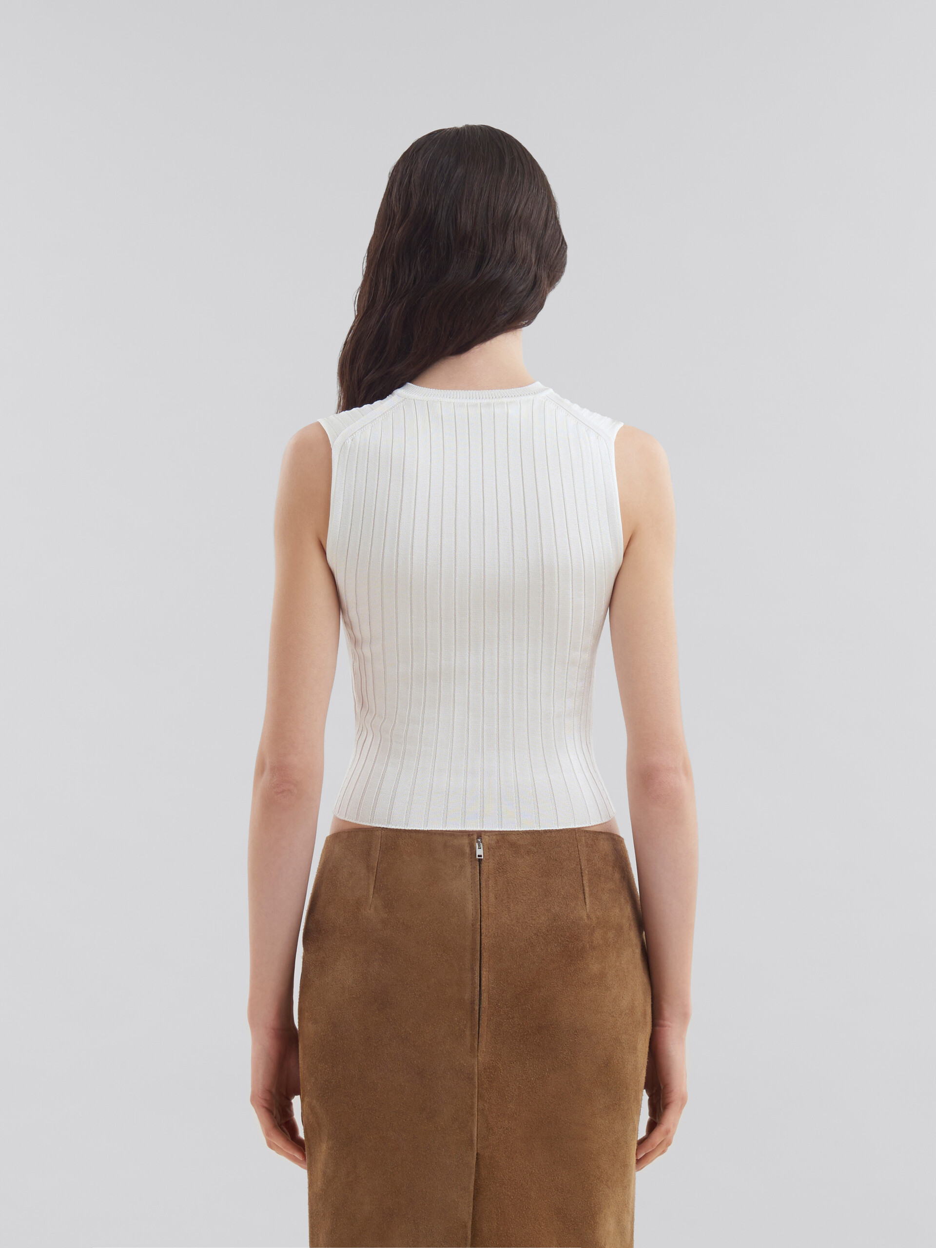 Brown ribbed viscose vest - Pullovers - Image 3