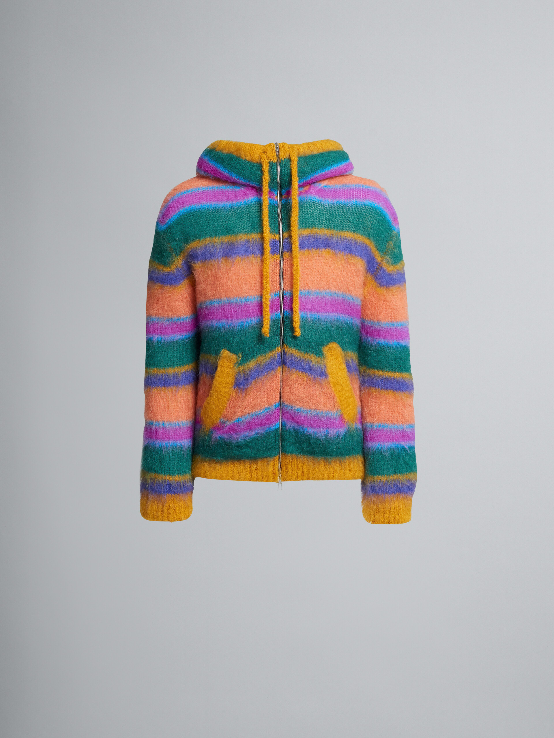 Striped mohair and wool hooded cardigan - Pullovers - Image 1