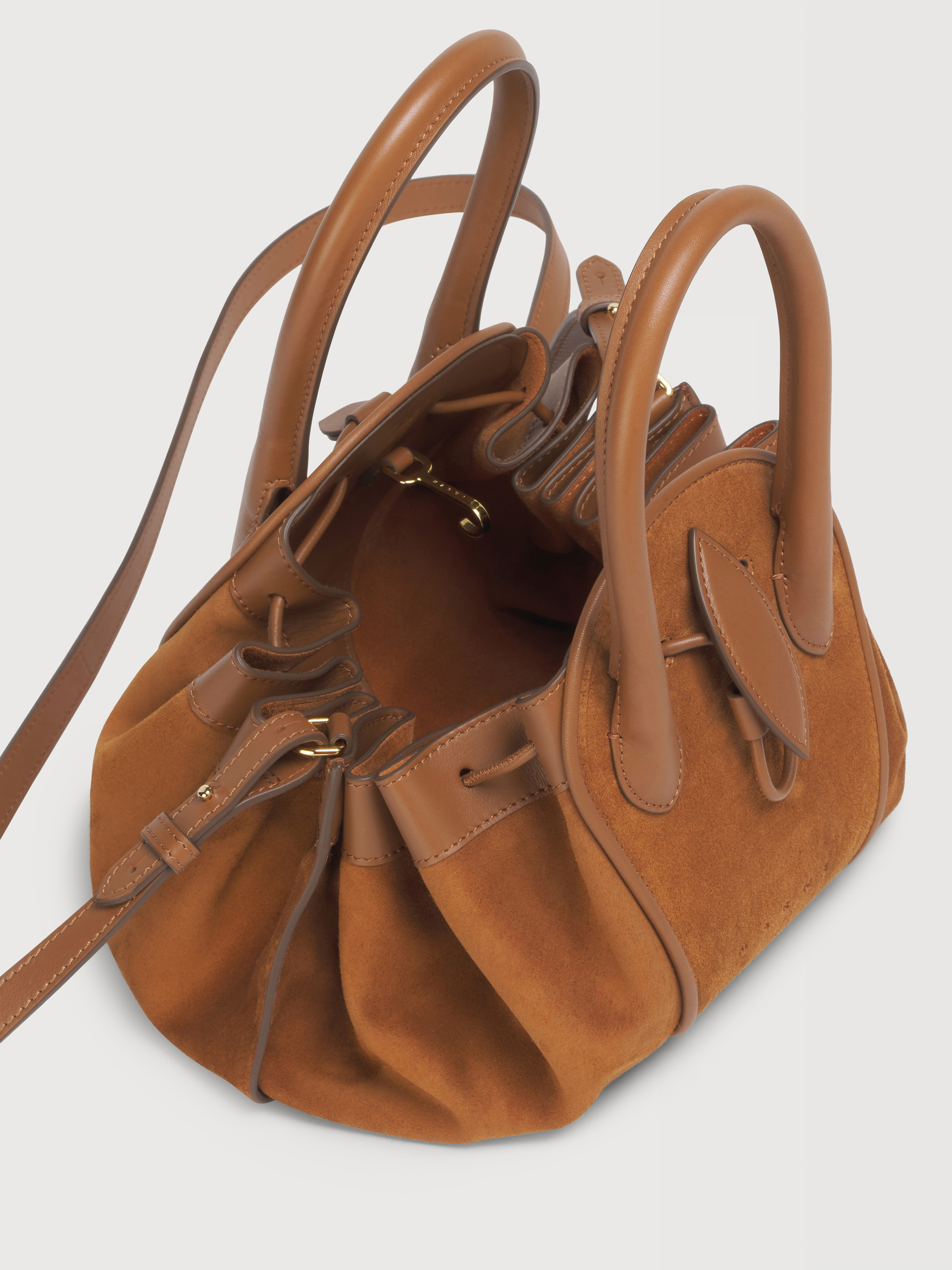 Brown suede Tulipea small handbag - Shoulder Bags - Image 3