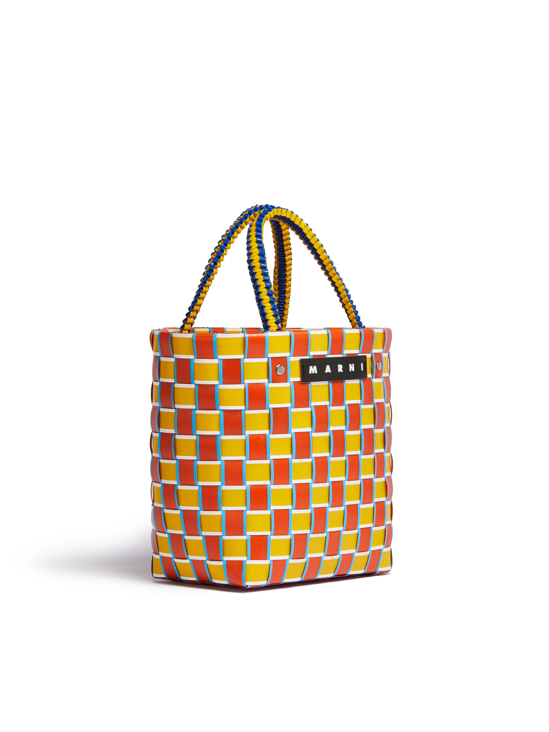 Yellow and red MARNI MARKET TAPE MINI BASKET bag - Shopping Bags - Image 2