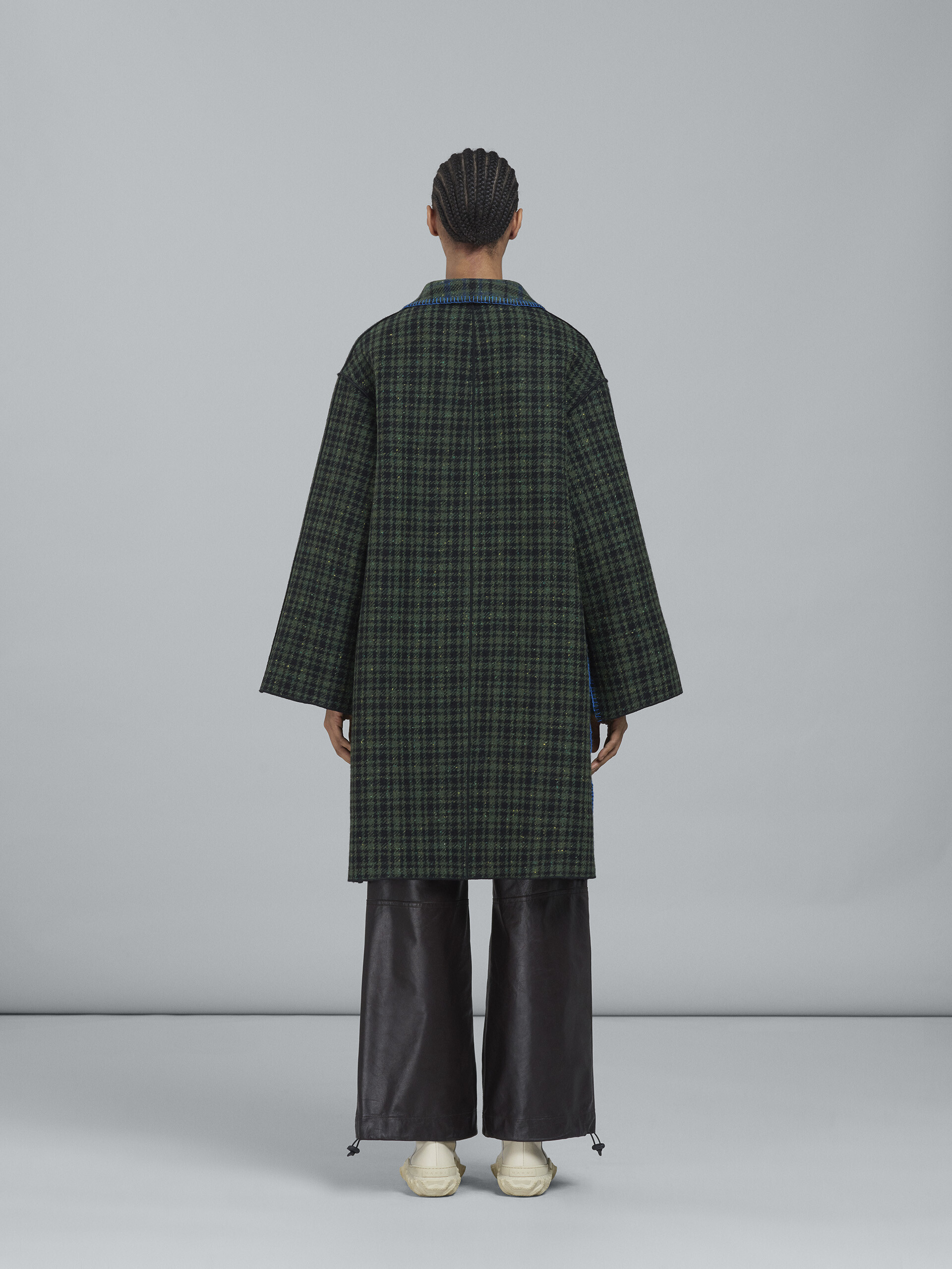 Double face check wool coat - Coat - Image 3