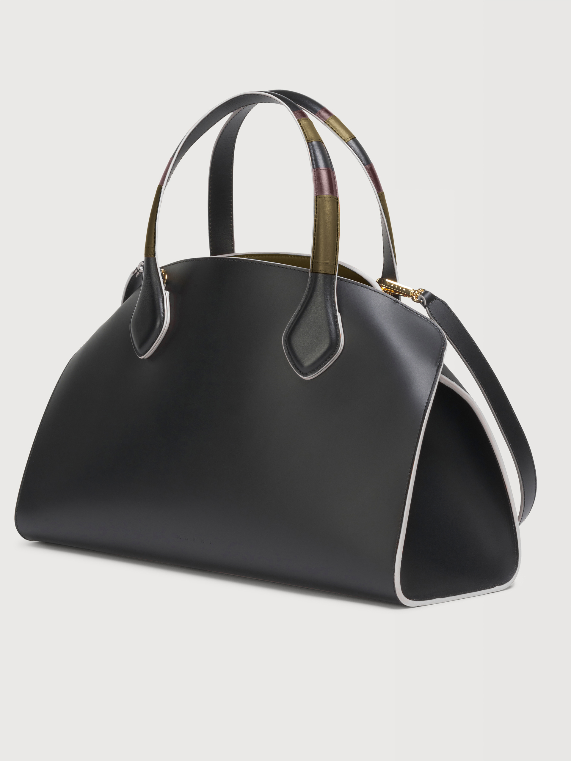 Sac Overlap moyen en cuir noir - Sacs &agrave; main - Image 3