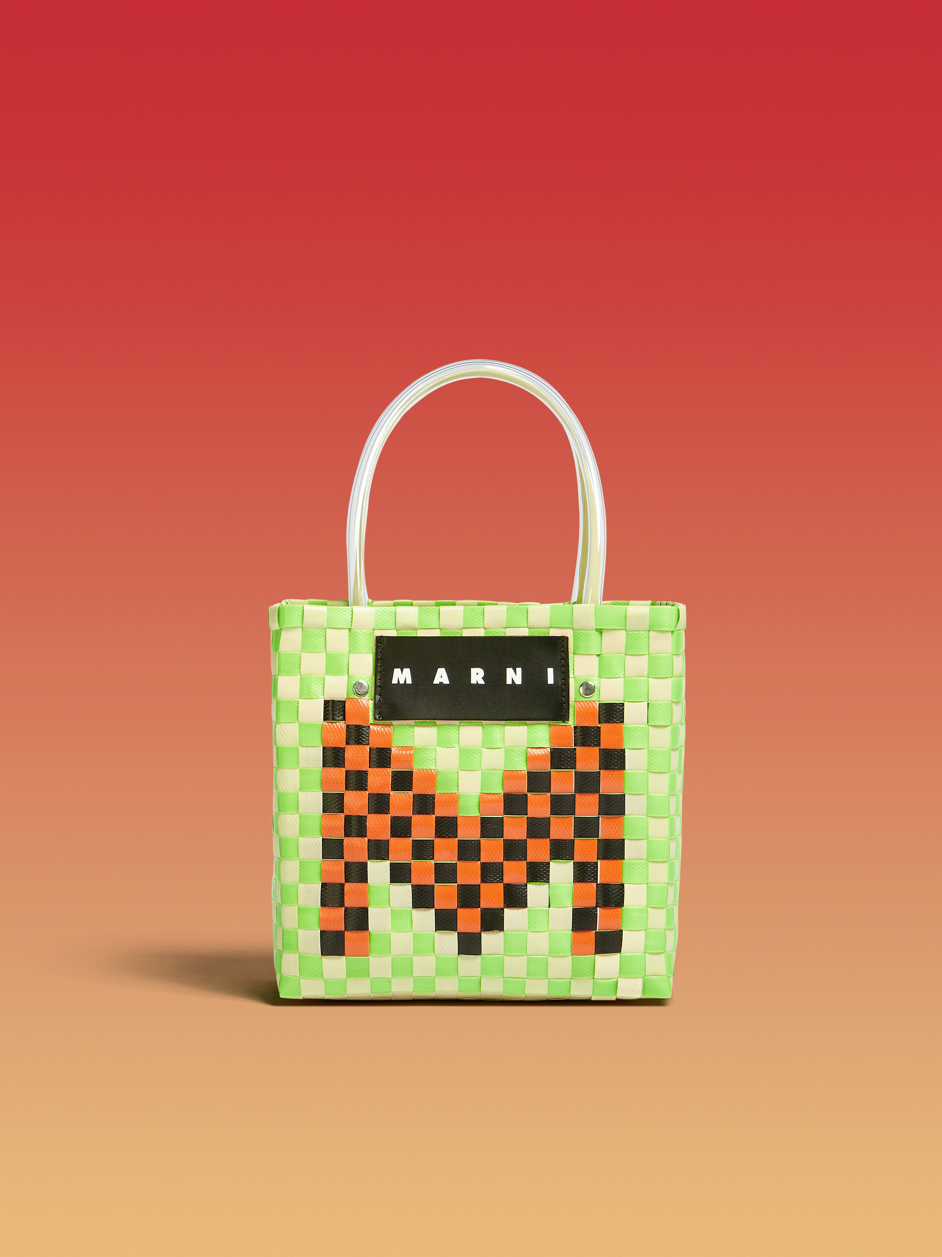 MARNI MARKET shopping bag in pink woven material with M logo - Shopping Bags - Image 1