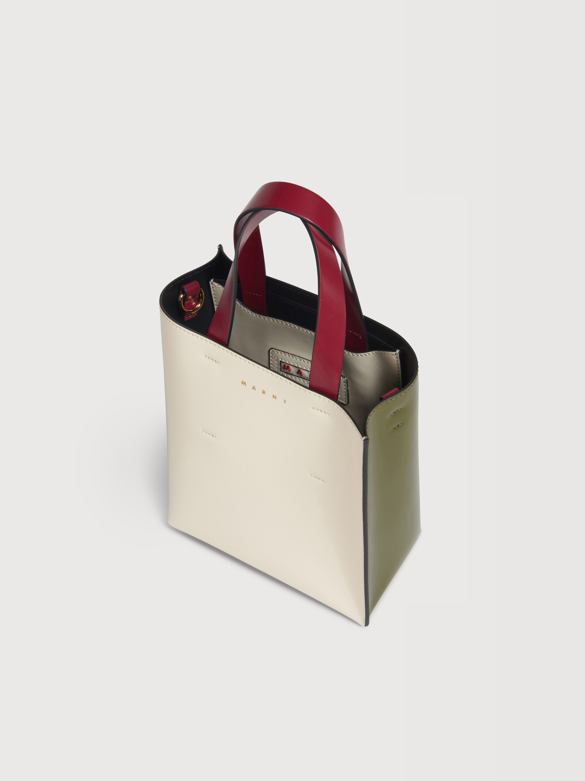 ホワイト、グリーン、レッド レザー製 Museoミニバッグ | Marni