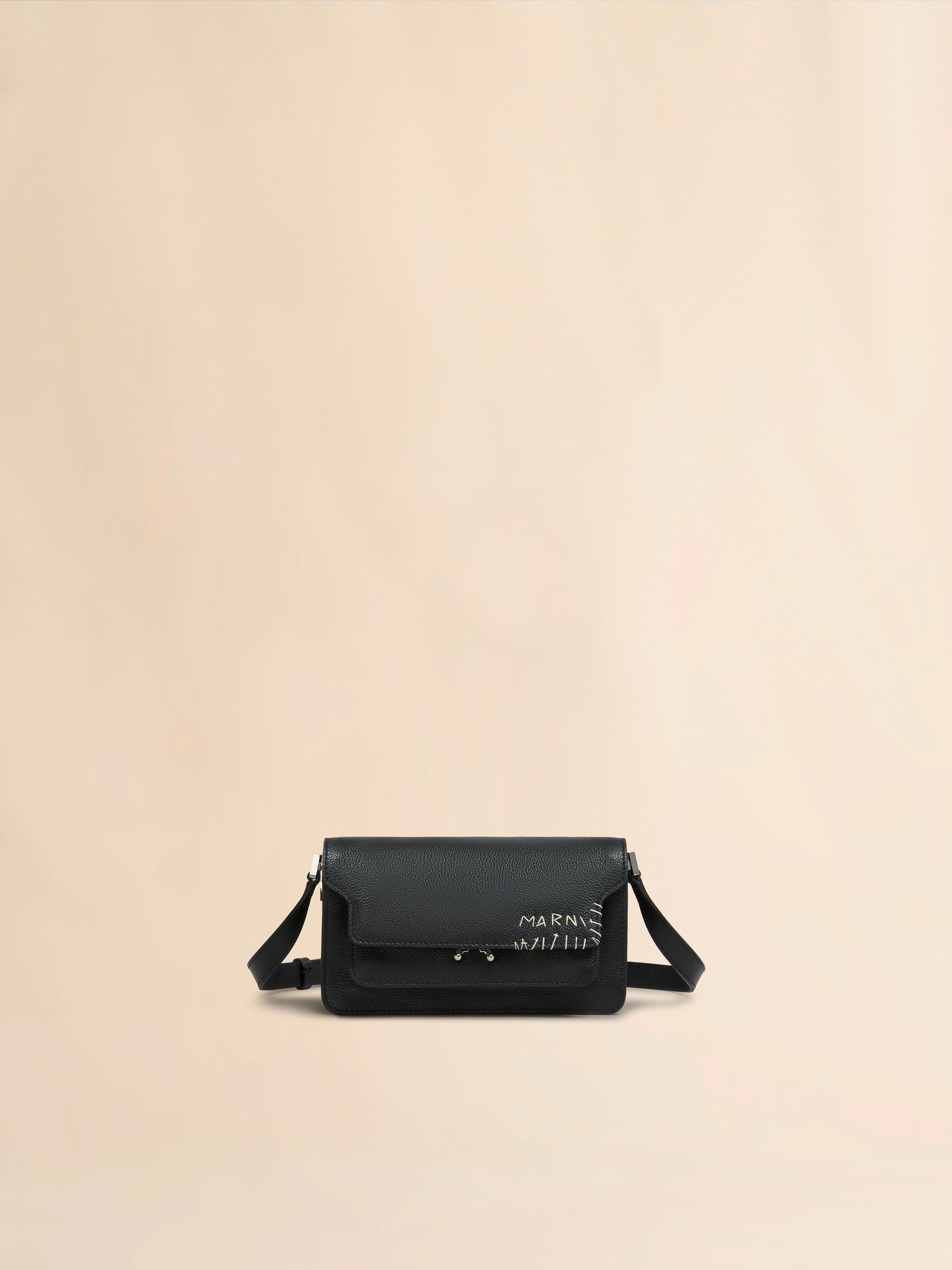 新品 23aw MARNI ショルダーバッグ 黒 紺 レザー 5584 ブラック レザー 