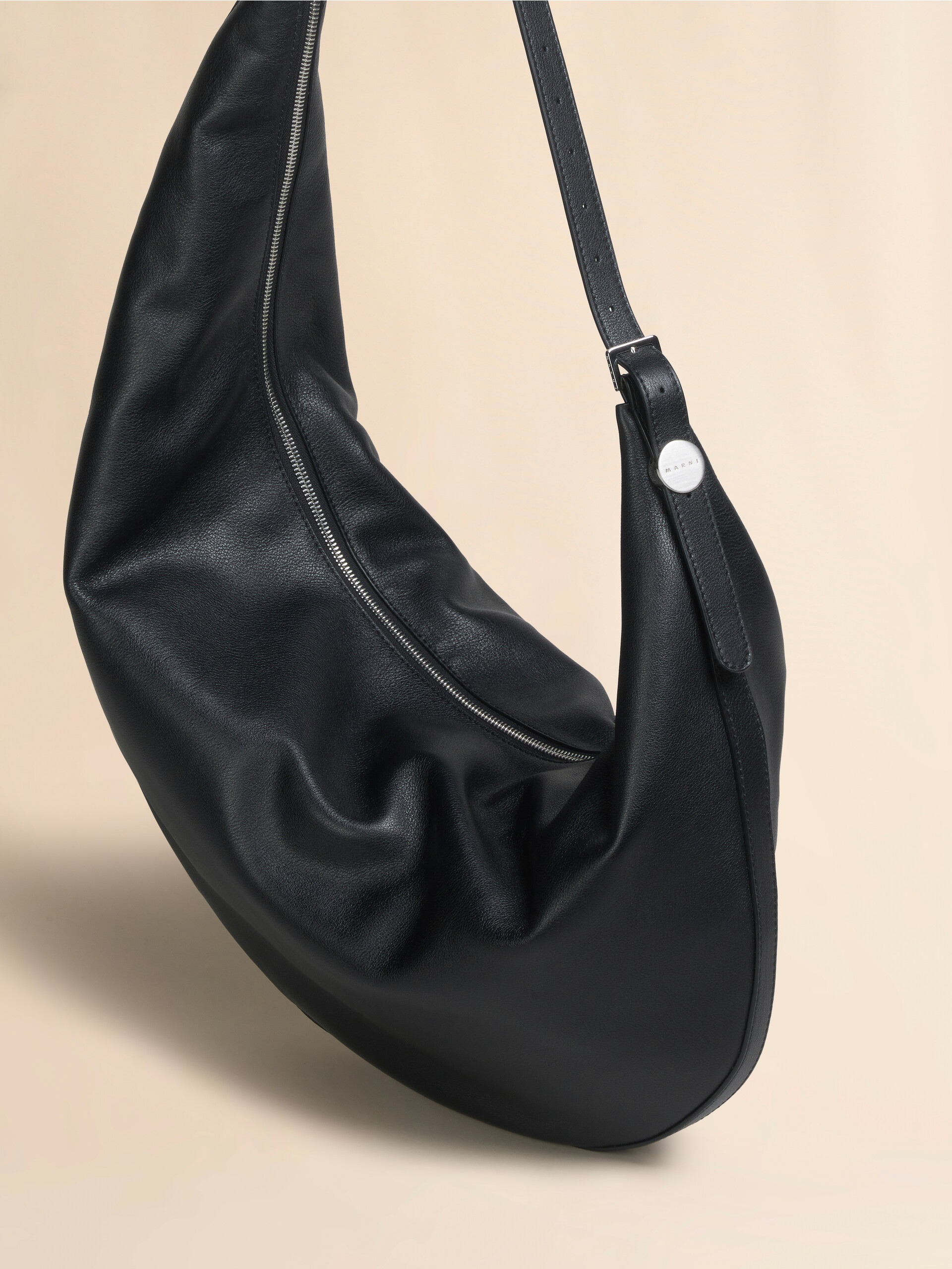 Black leather Dot medium hobo bag - Shoulder Bags - Image 5