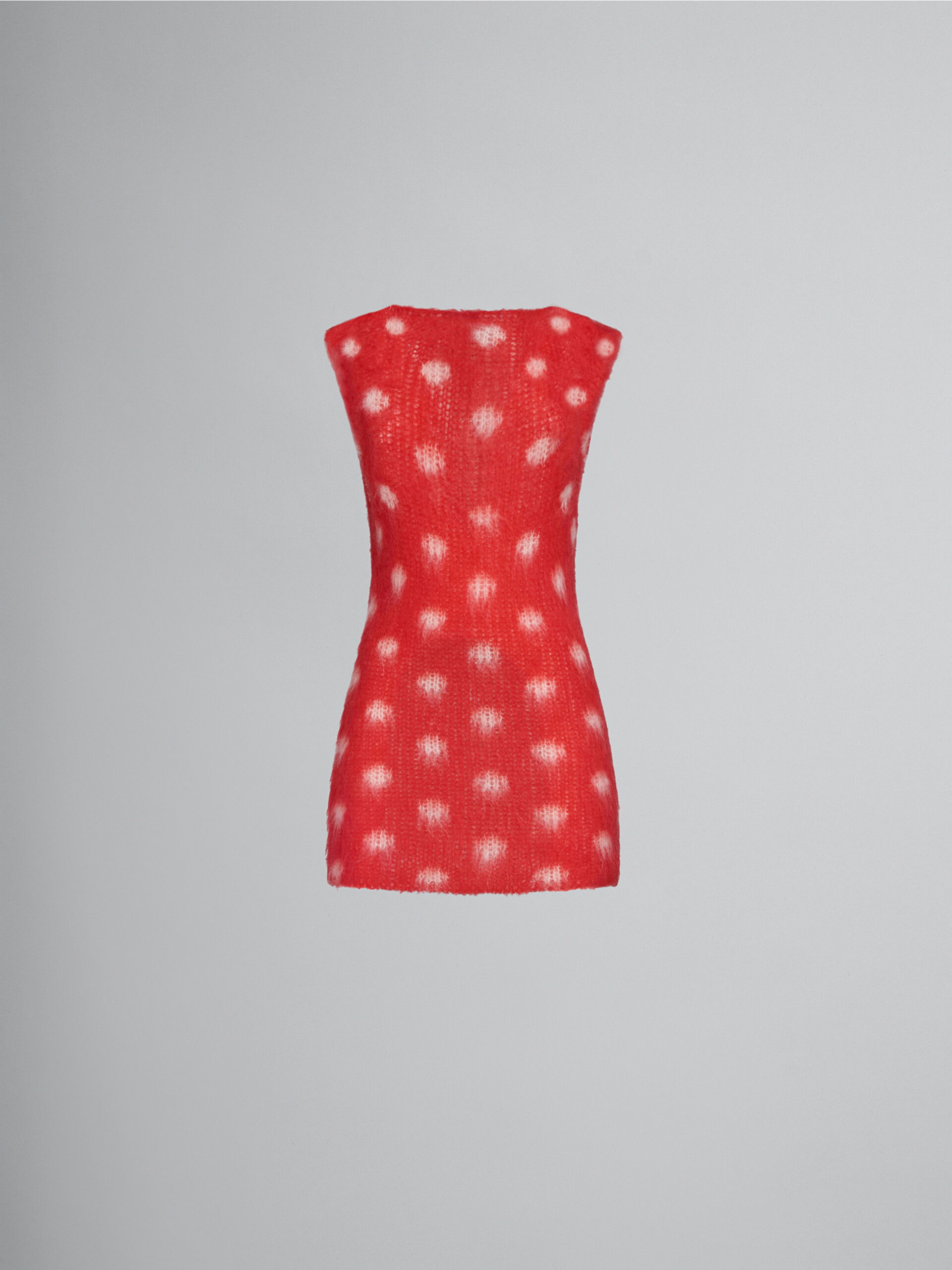 Red mohair sleeveless jumper with polka dots - Shirts - Image 1