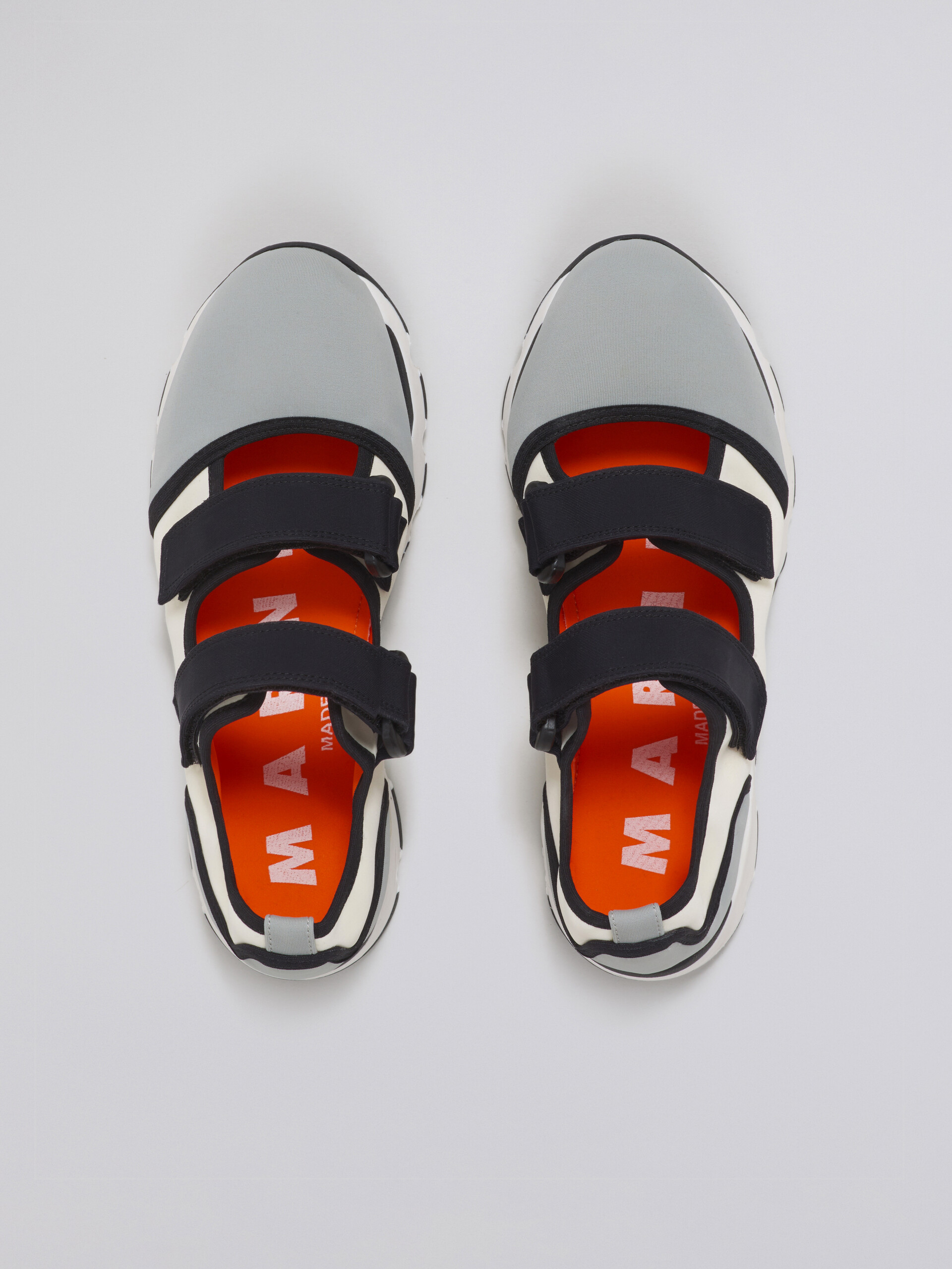 Sneaker in tessuto tecnico con chiusure a strappo grigio e bianco - Sneakers - Image 4
