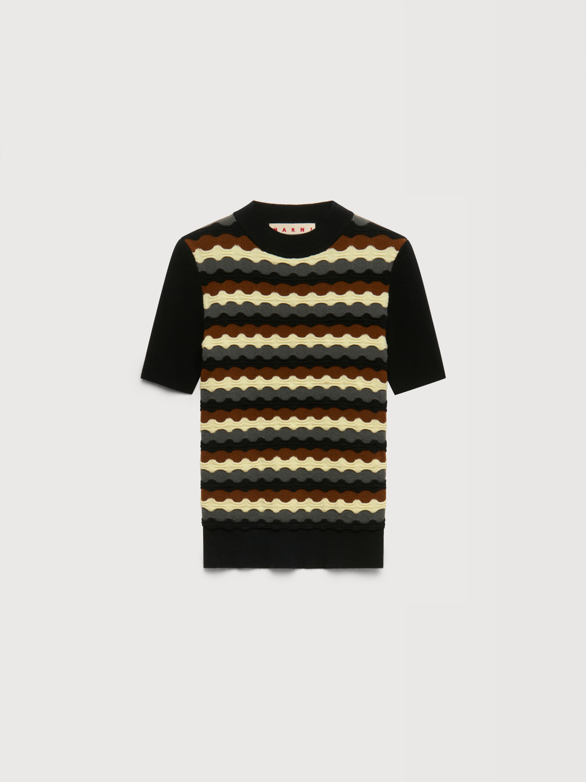 Black wool jumper with 3D wave - Pullovers - Image 1