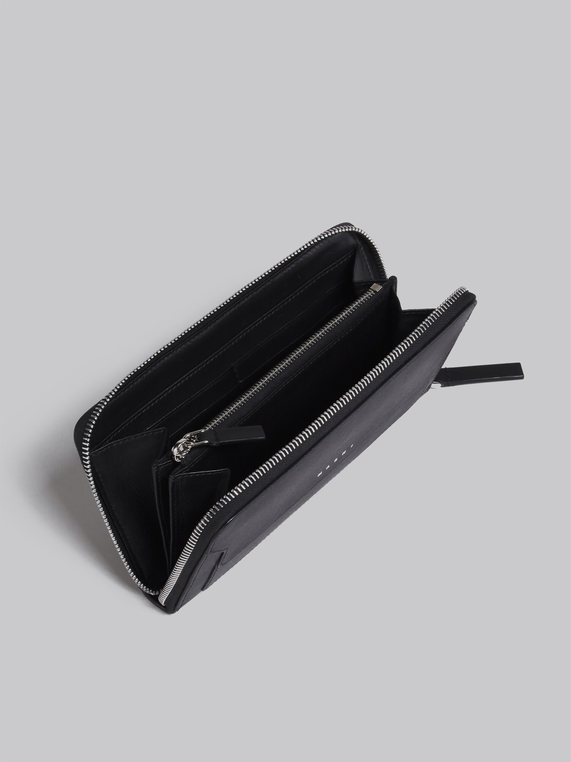 Black saffiano leather zip-around wallet