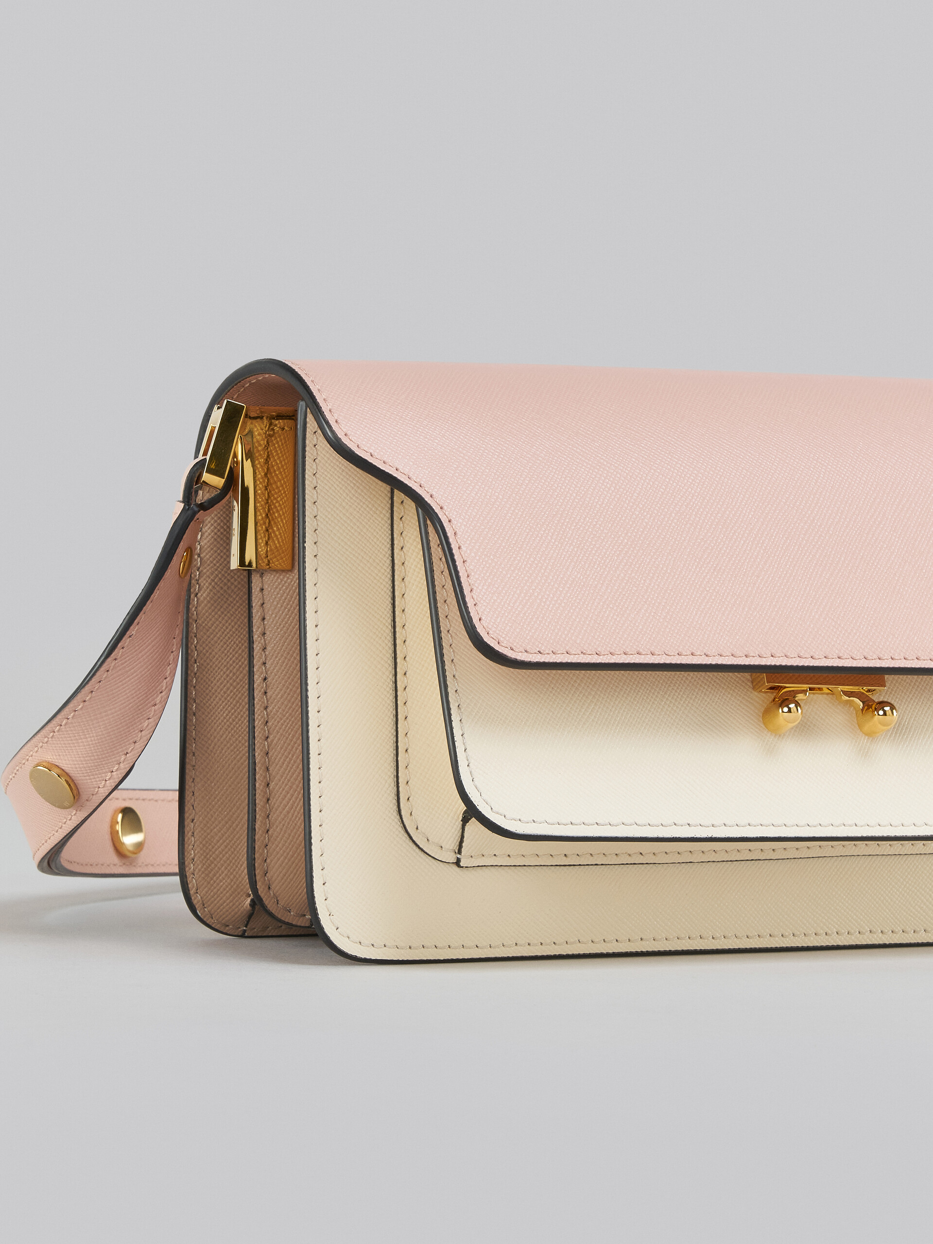 Trunk Bag E/W in pink and white saffiano leather - Shoulder Bags - Image 5