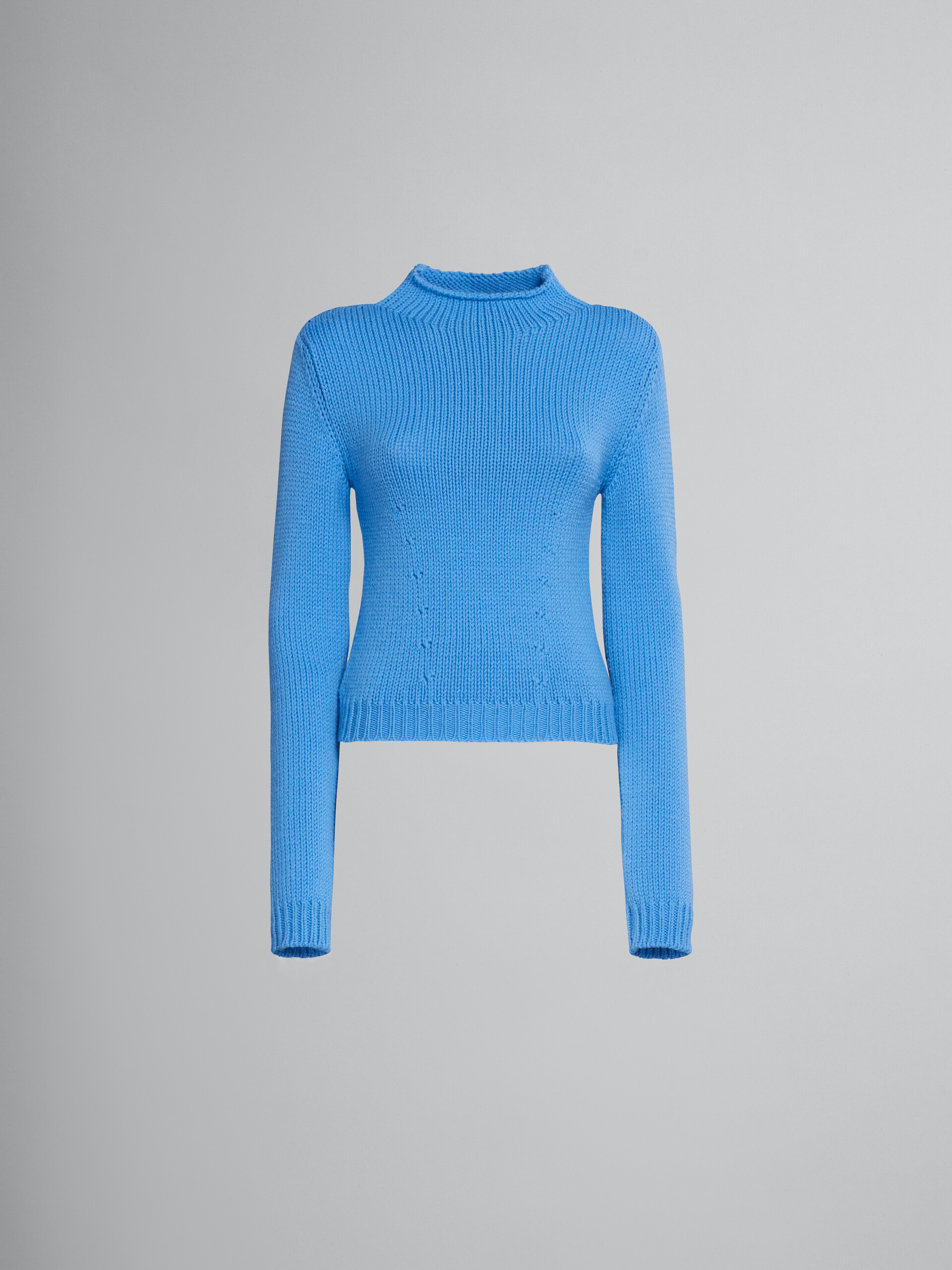 Light blue wool sweater with logo - Pullovers - Image 1