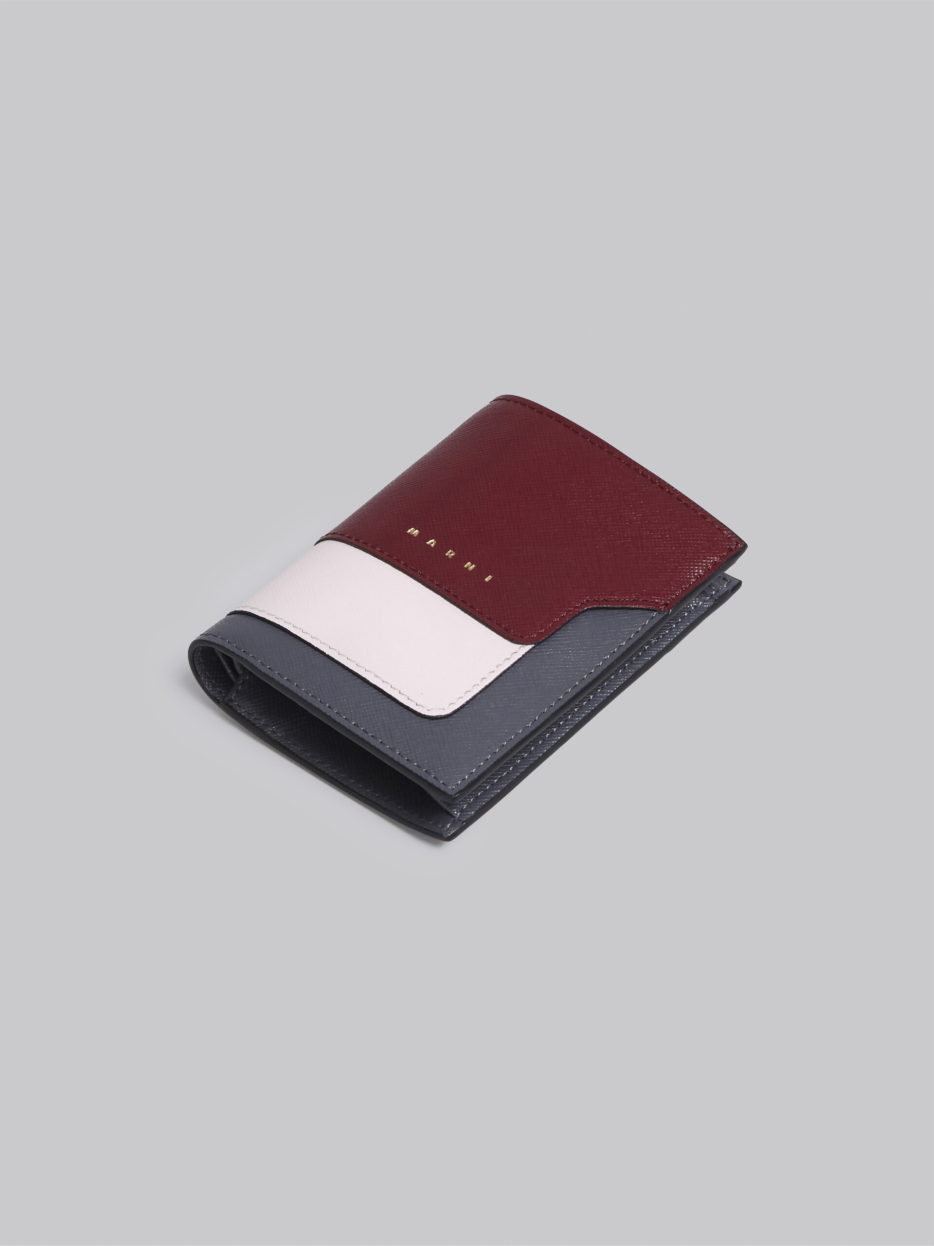 Red pink and grey saffiano leather bi-fold wallet - Wallets - Image 5