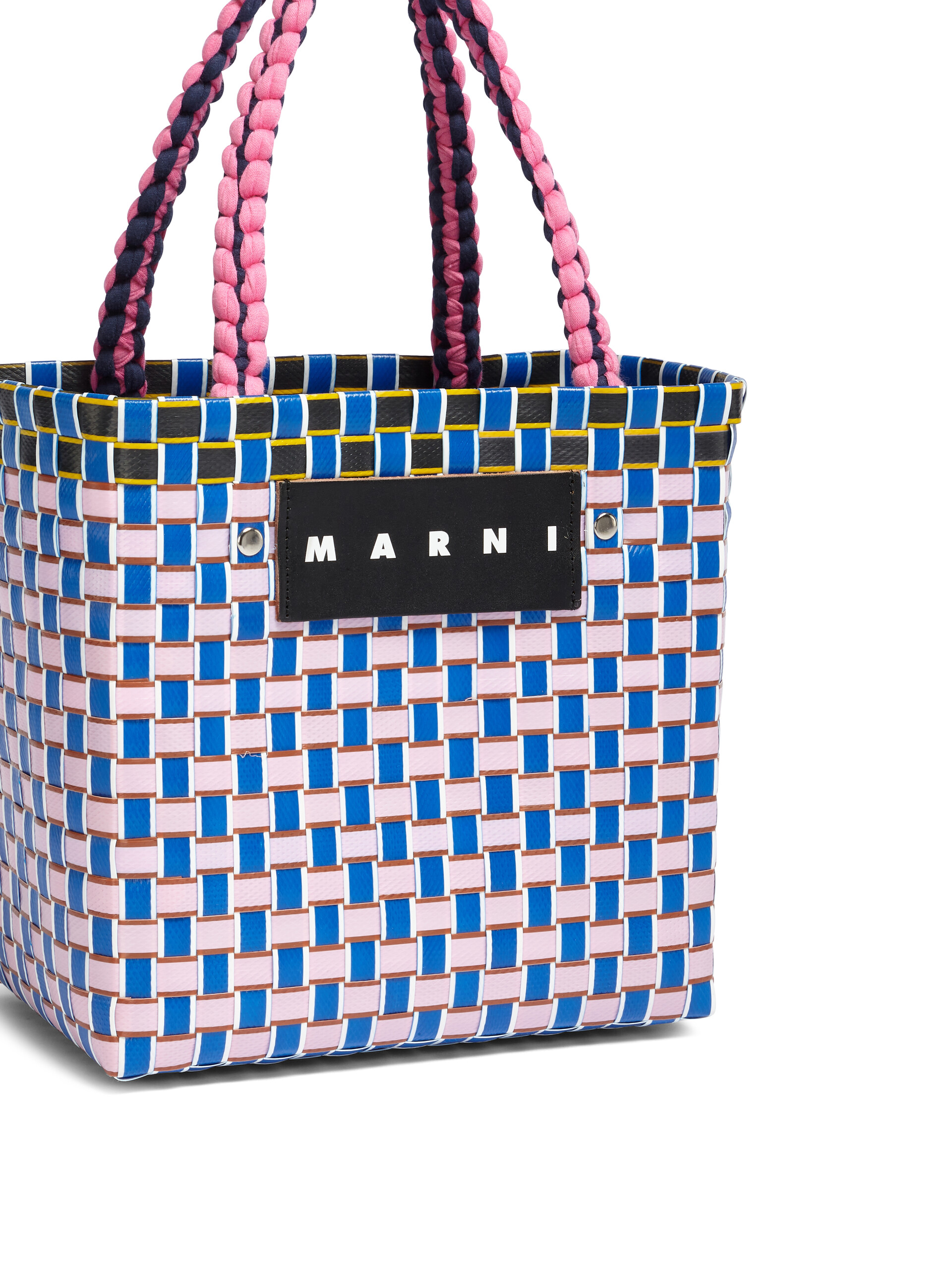 MARNI MARKET BASKET bag in pink square woven material - Bags - Image 4