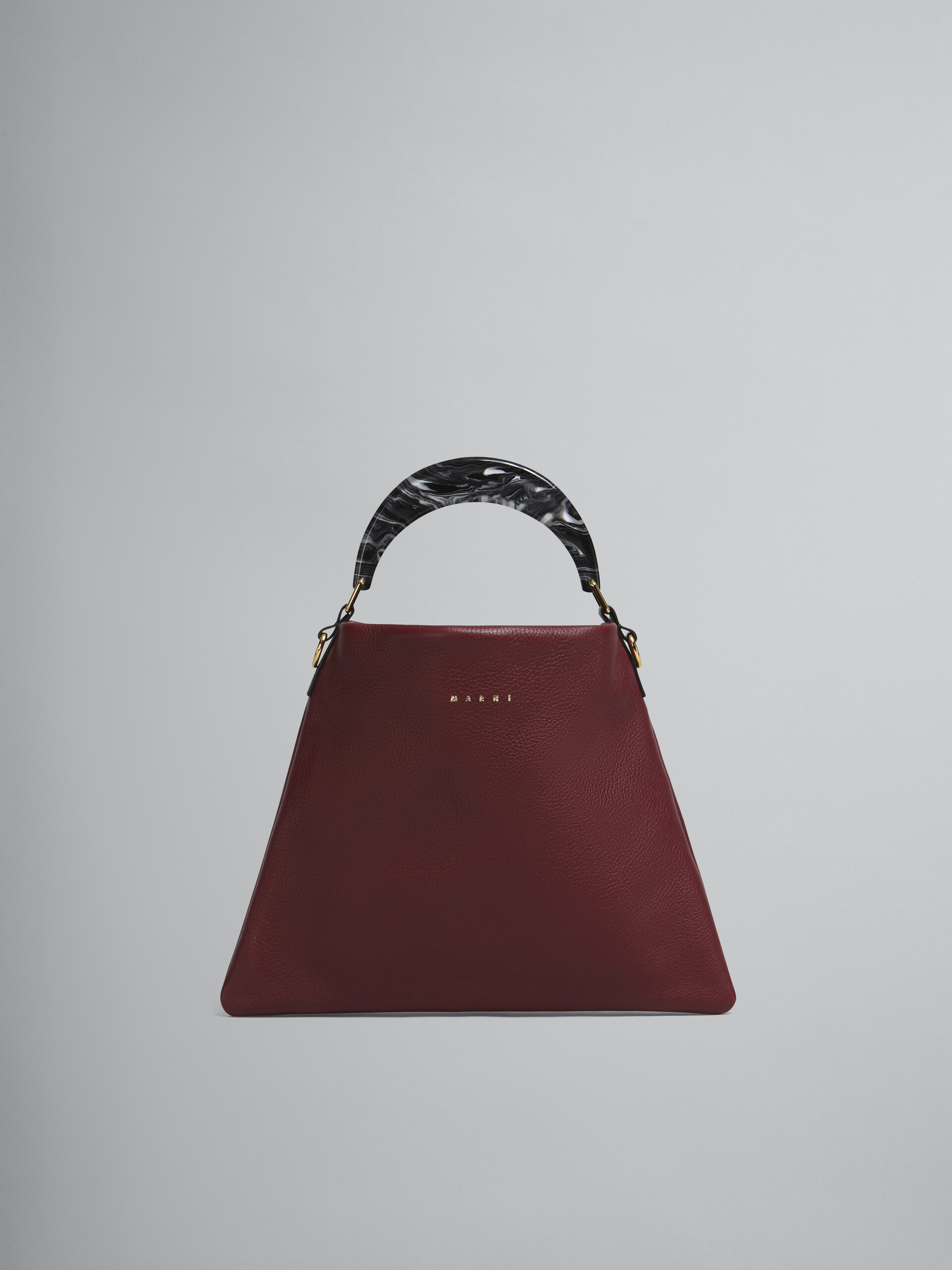 HOBO bag in red grained calfskin and resin handle - Shoulder Bags - Image 1