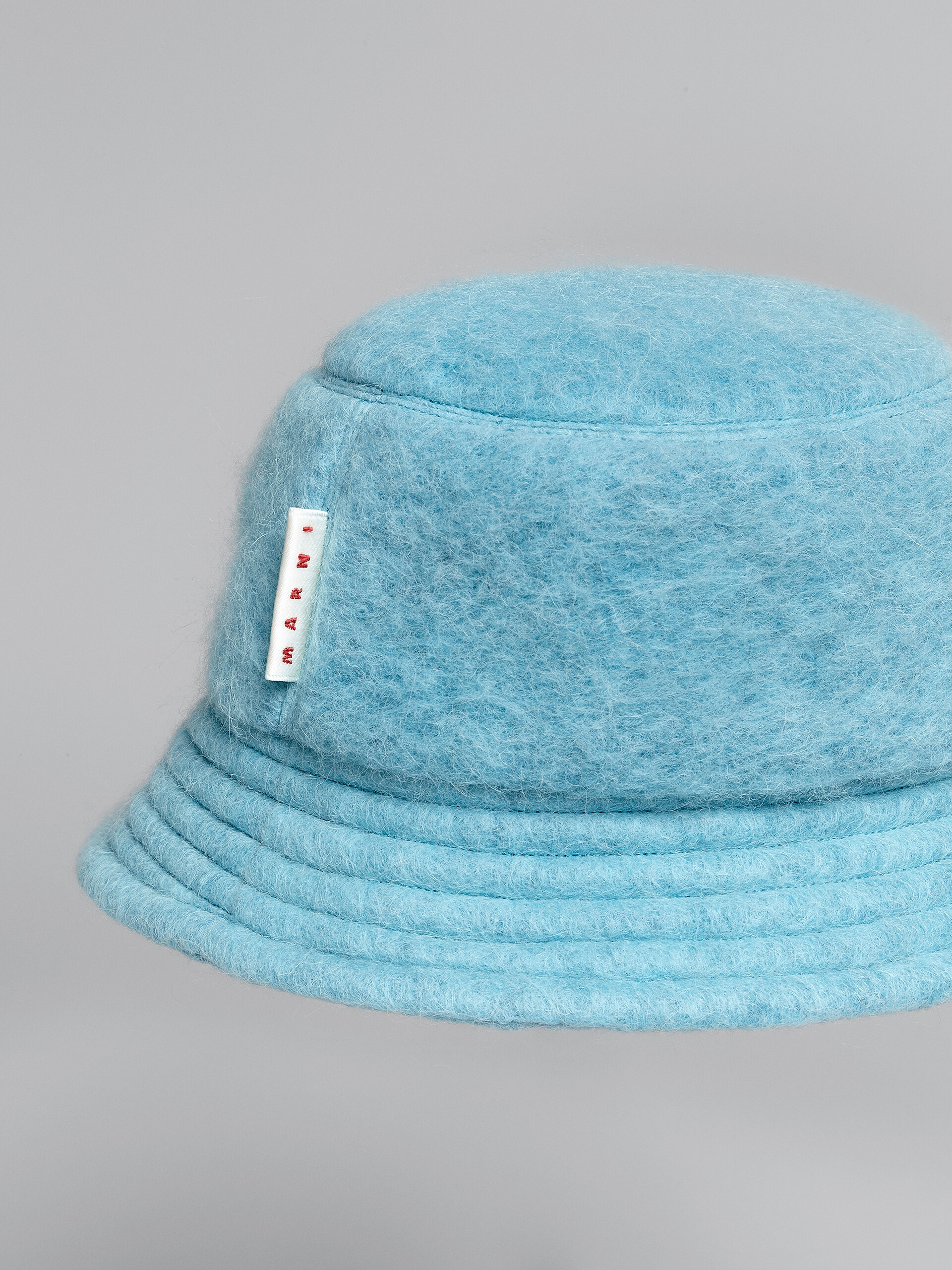 Sky blue brushed wool blend bucket hat 