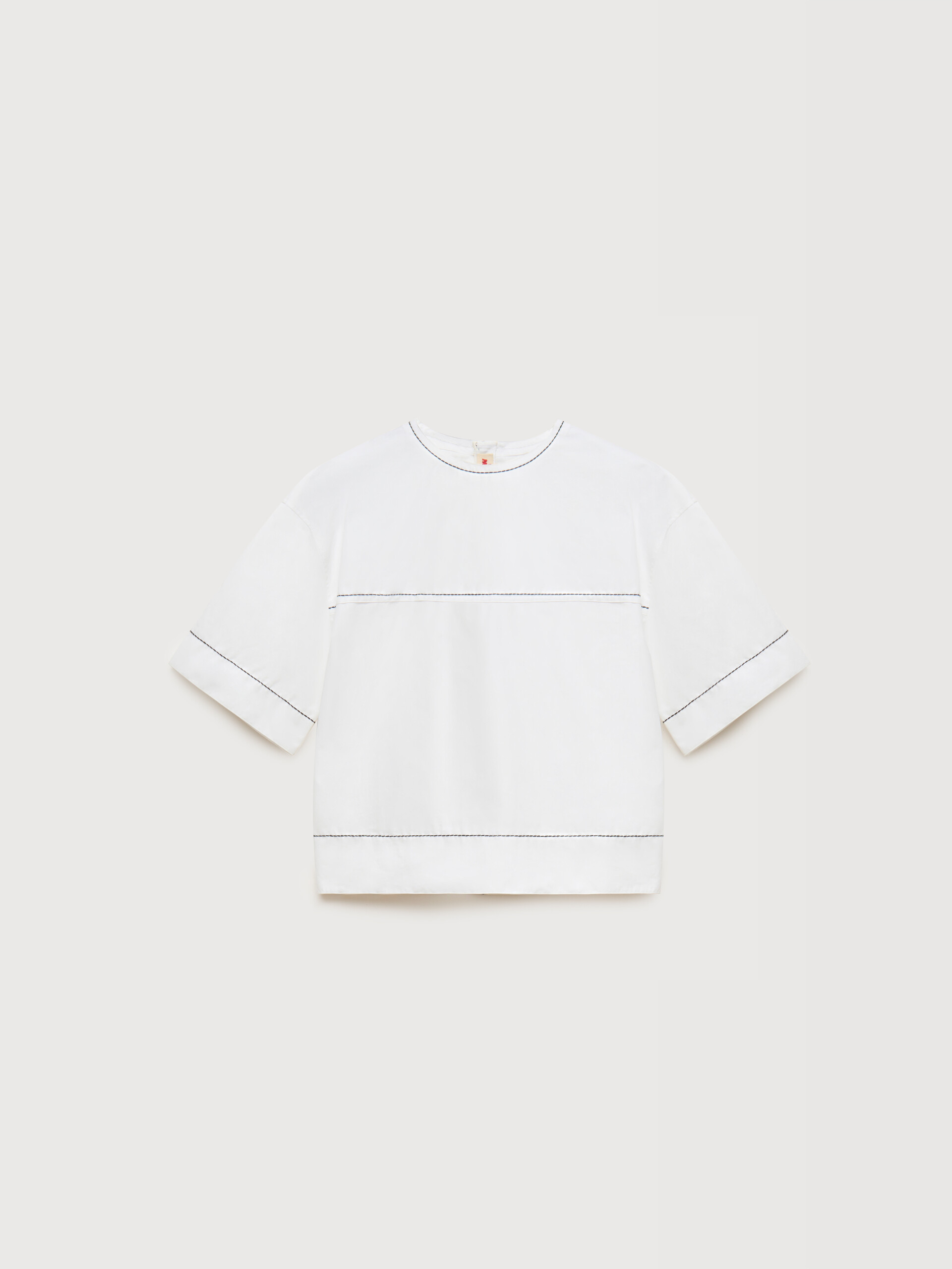 White poplin T-shirt with exposed seams - Shirts - Image 1