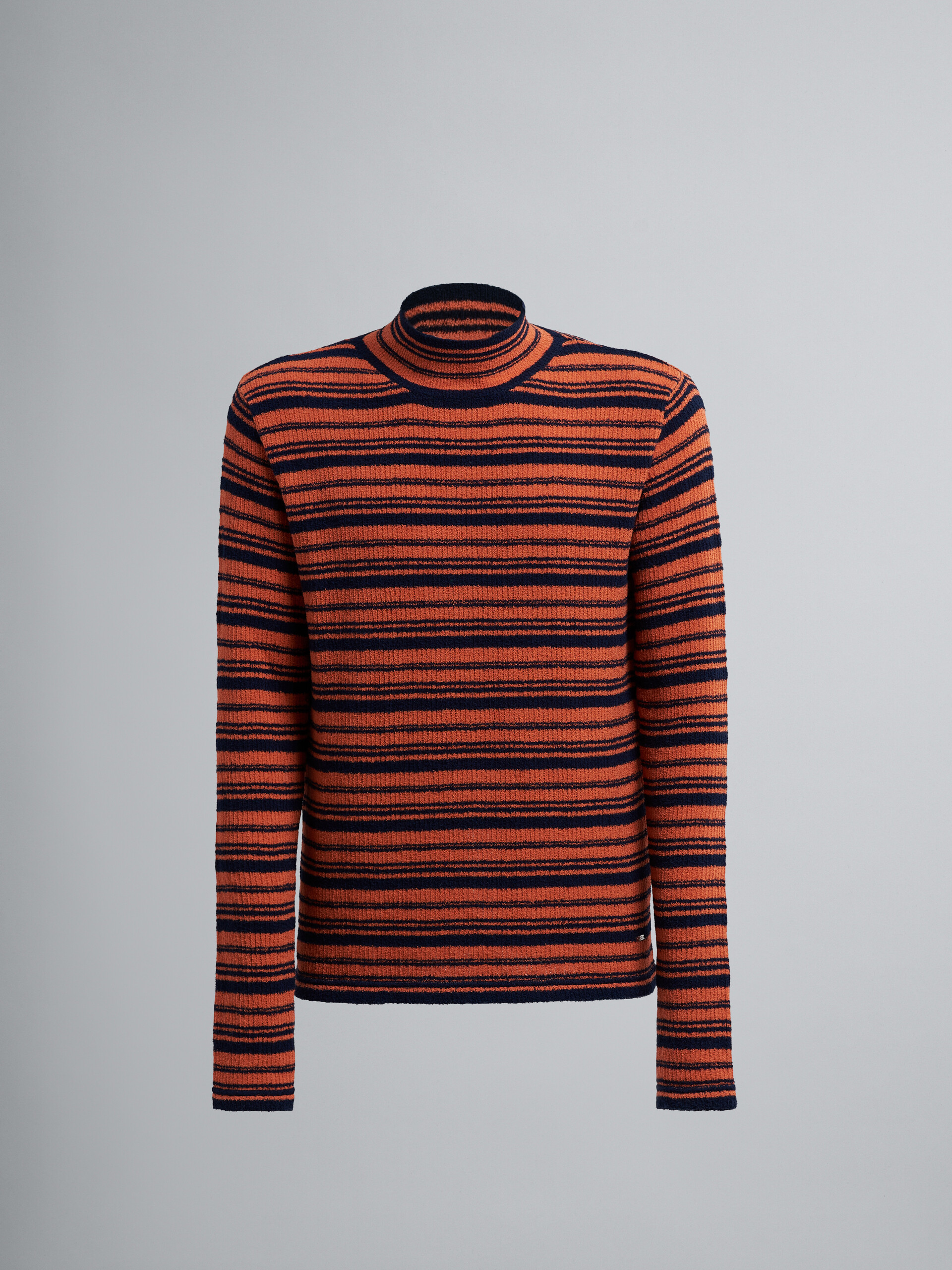 Terry-cloth effect striped cotton blend sweater - Pullovers - Image 1
