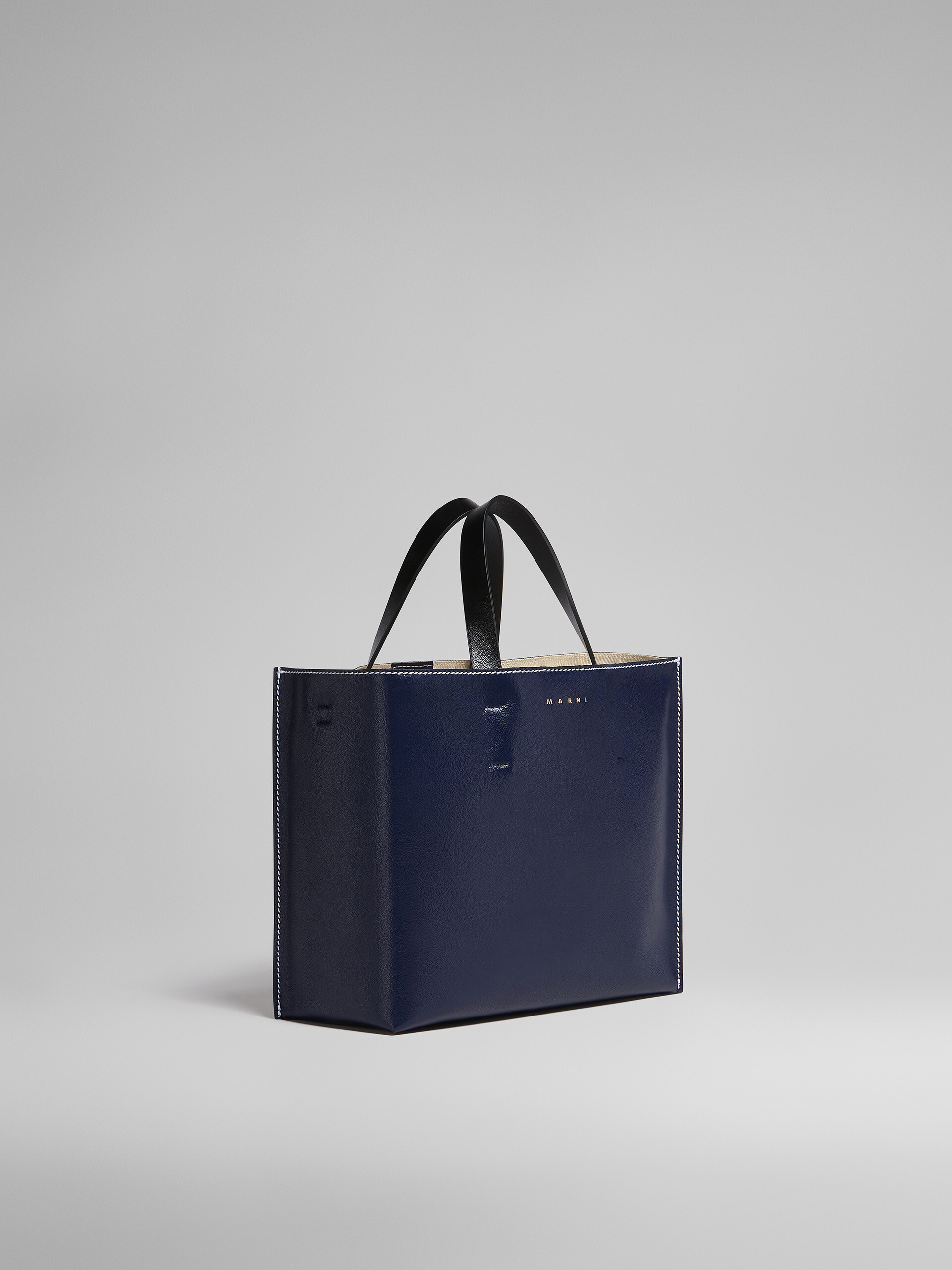 MUSEO SOFT bag in blue and grey leather - Shopping Bags - Image 6