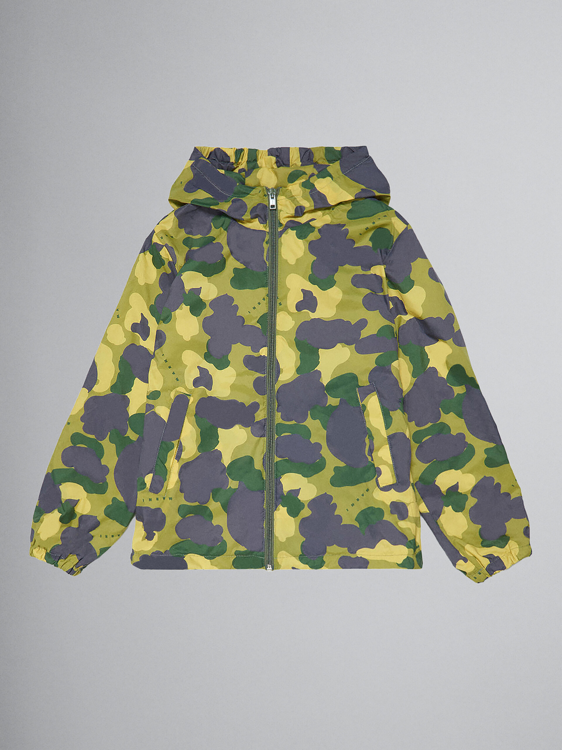 Green hooded jacket with all-over camouflage pattern - Jackets - Image 1