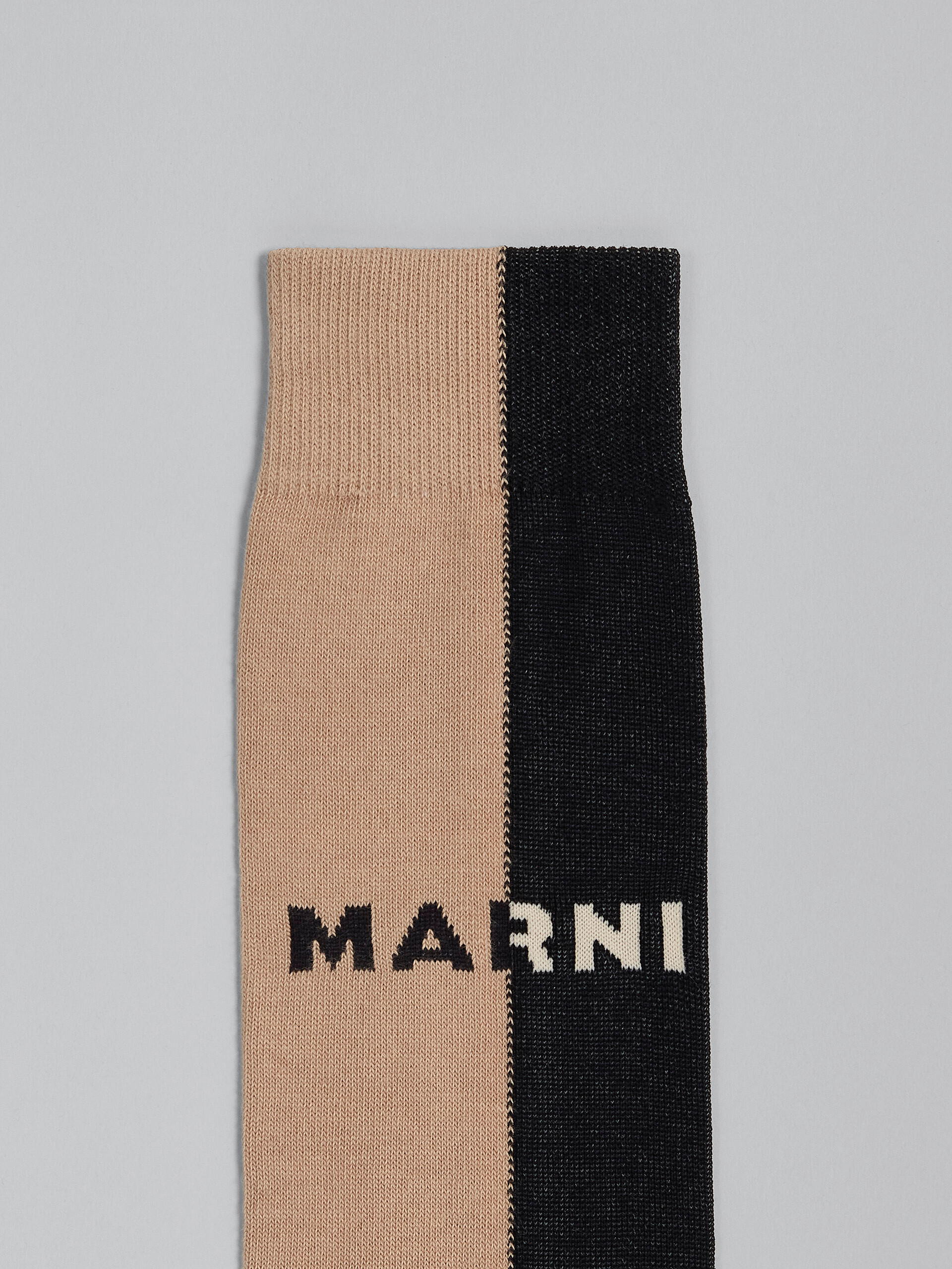 Black bi-coloured cotton and nylon socks - Socks - Image 3
