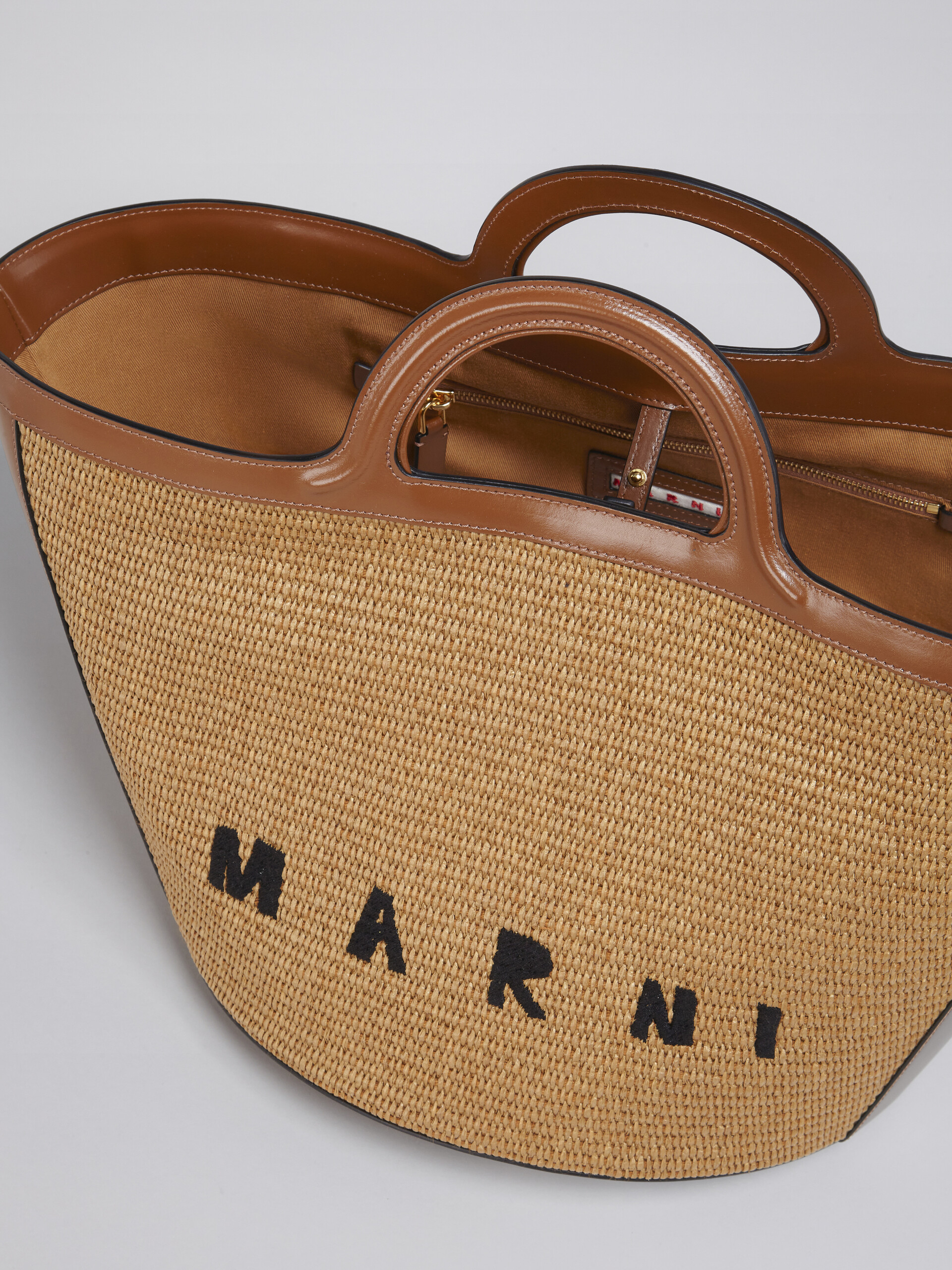 TROPICALIA large bag in brown leather and raffia - Handbag - Image 4