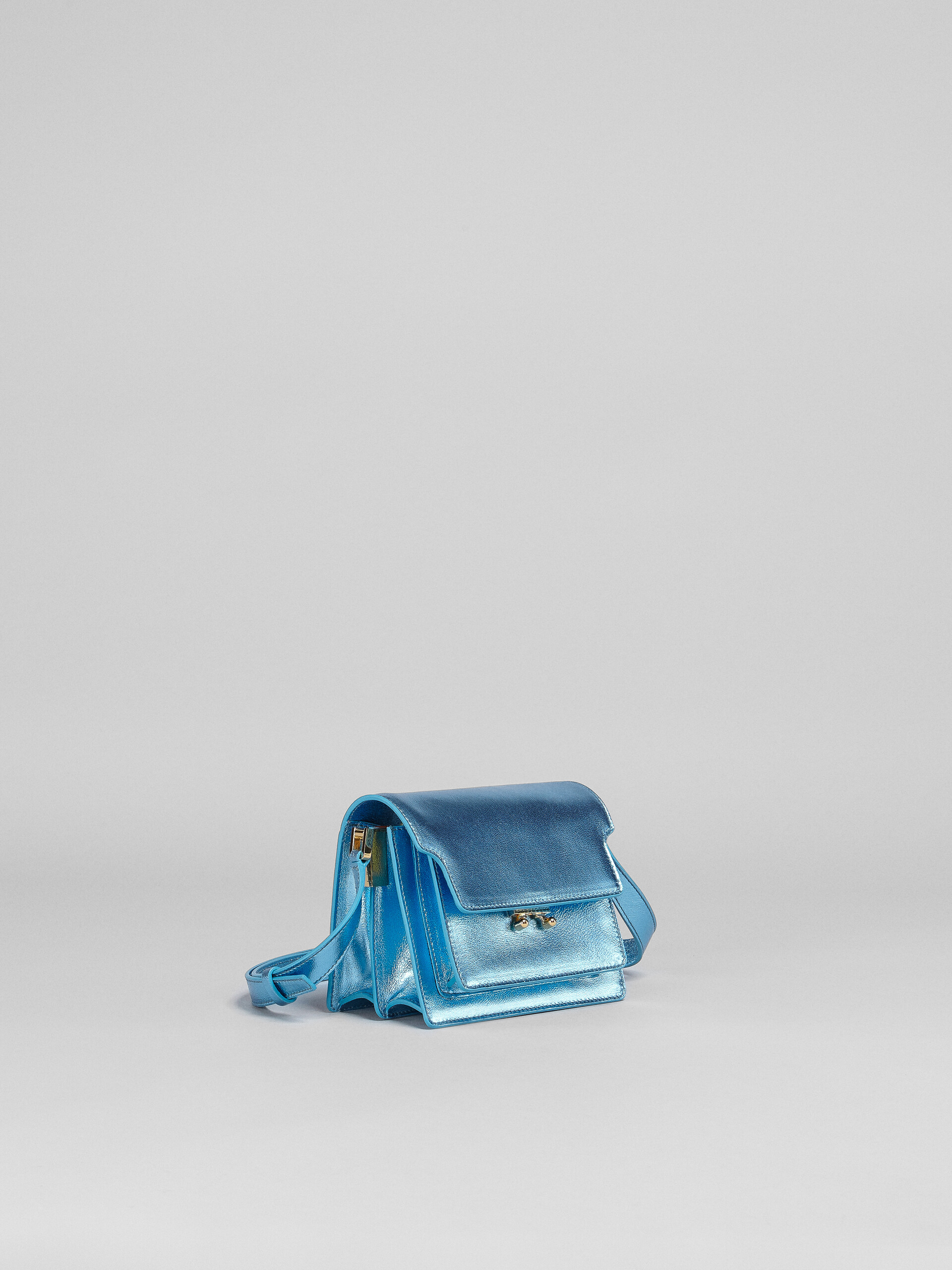 TRUNK SOFT mini bag in blue metallic leather - Shoulder Bags - Image 5