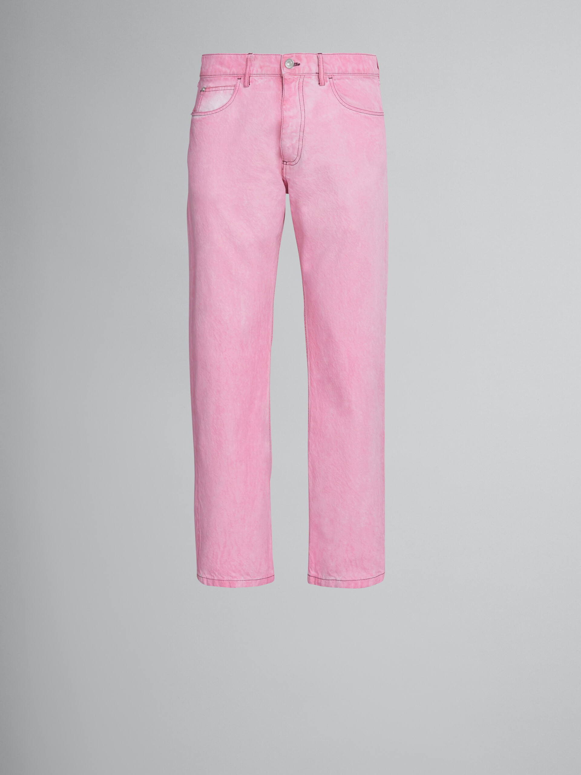 Straight trousers in pink cotton drill - Pants - Image 1