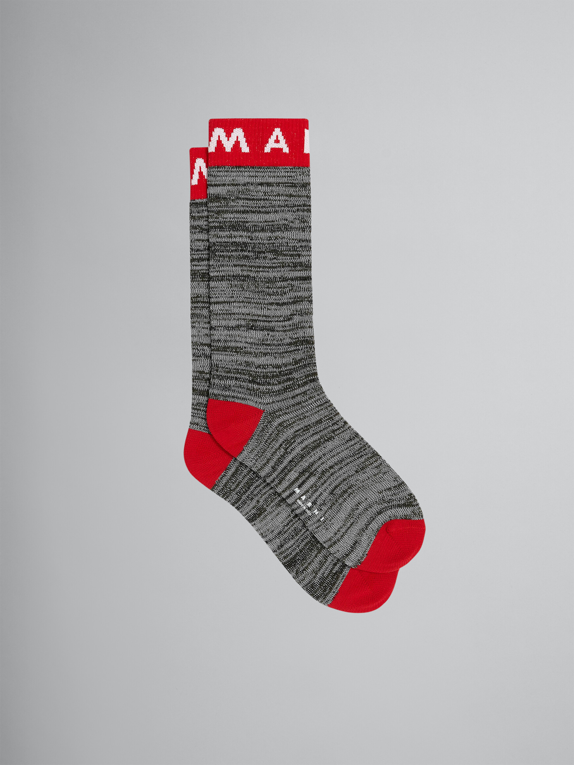 Black mouliné cotton and nylon socks - Socks - Image 1