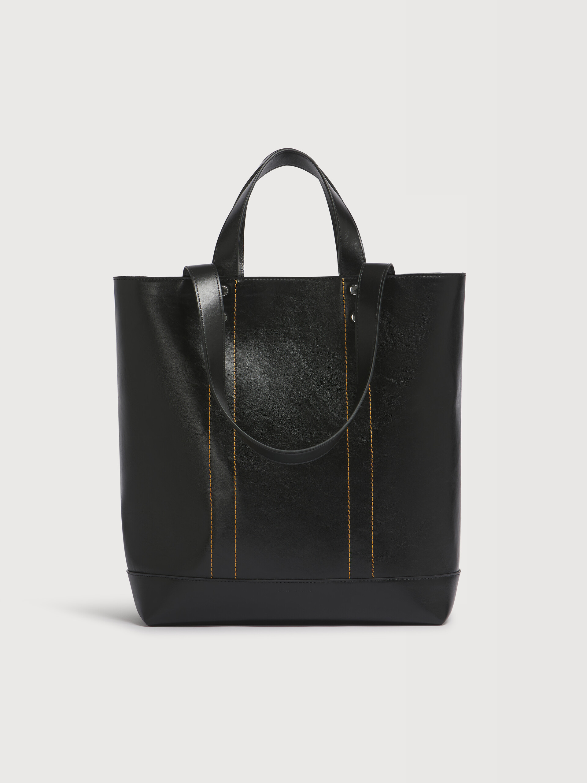 Black leather N/S tote bag - Shopping Bags - Image 1