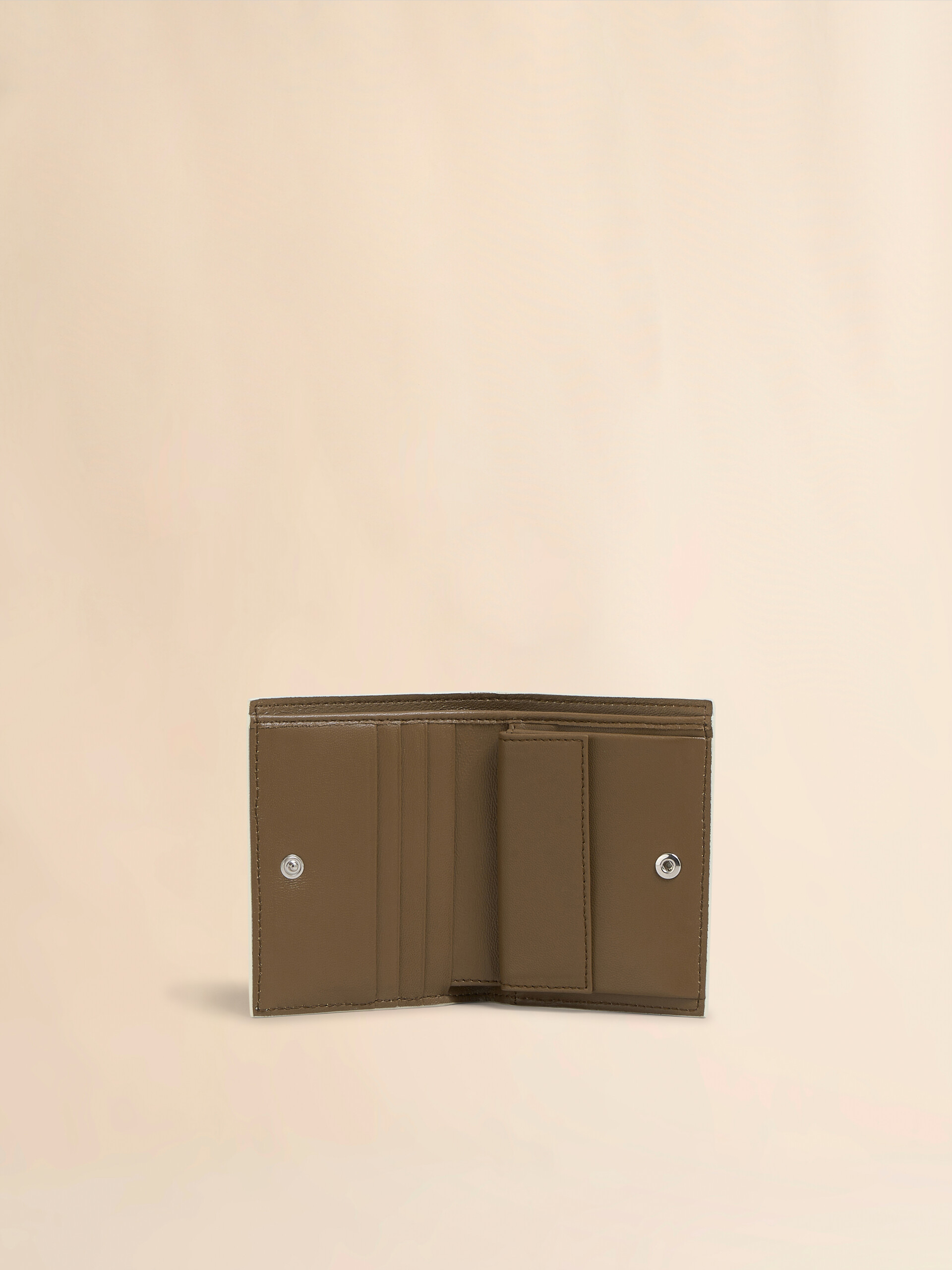 Brown leather bifold wallet with Marni Mending embroidery - Wallets - Image 2